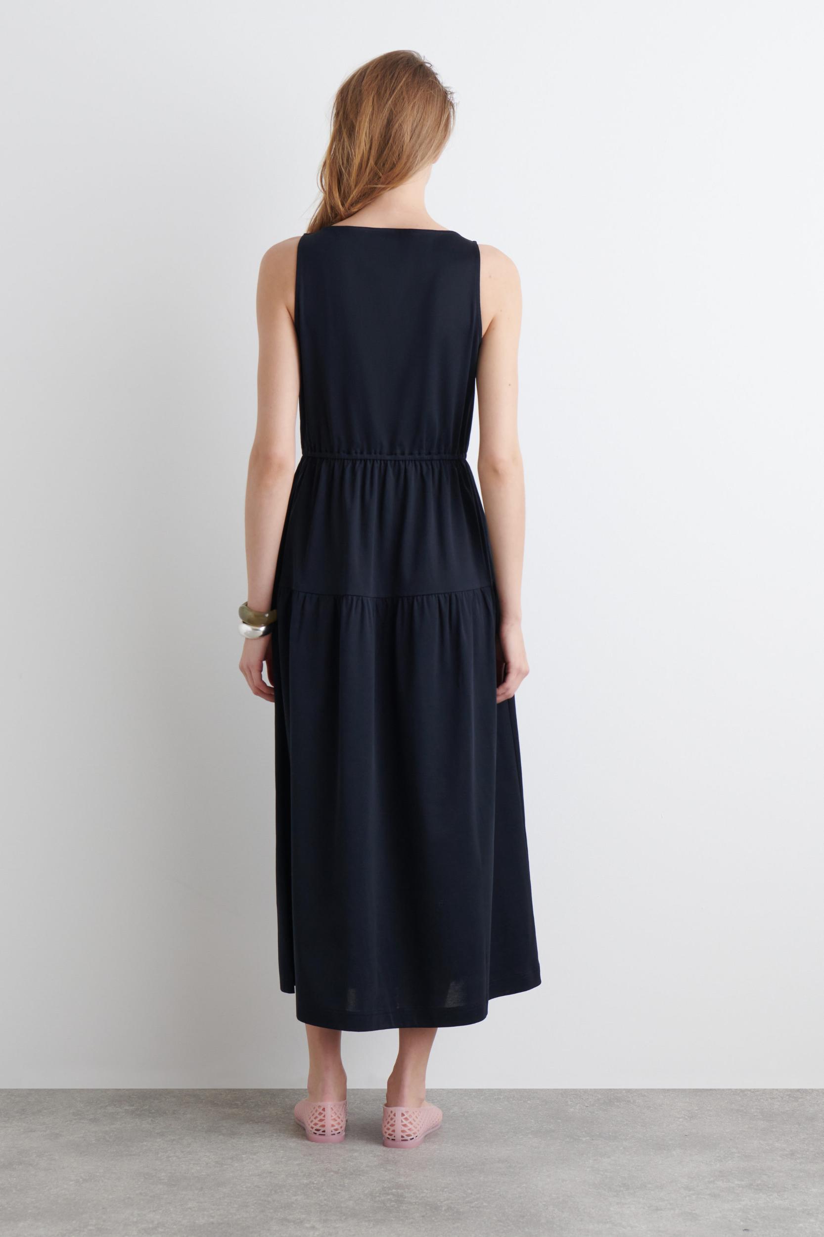 BOATNECK GATHERED MIDI DRESS Product Image