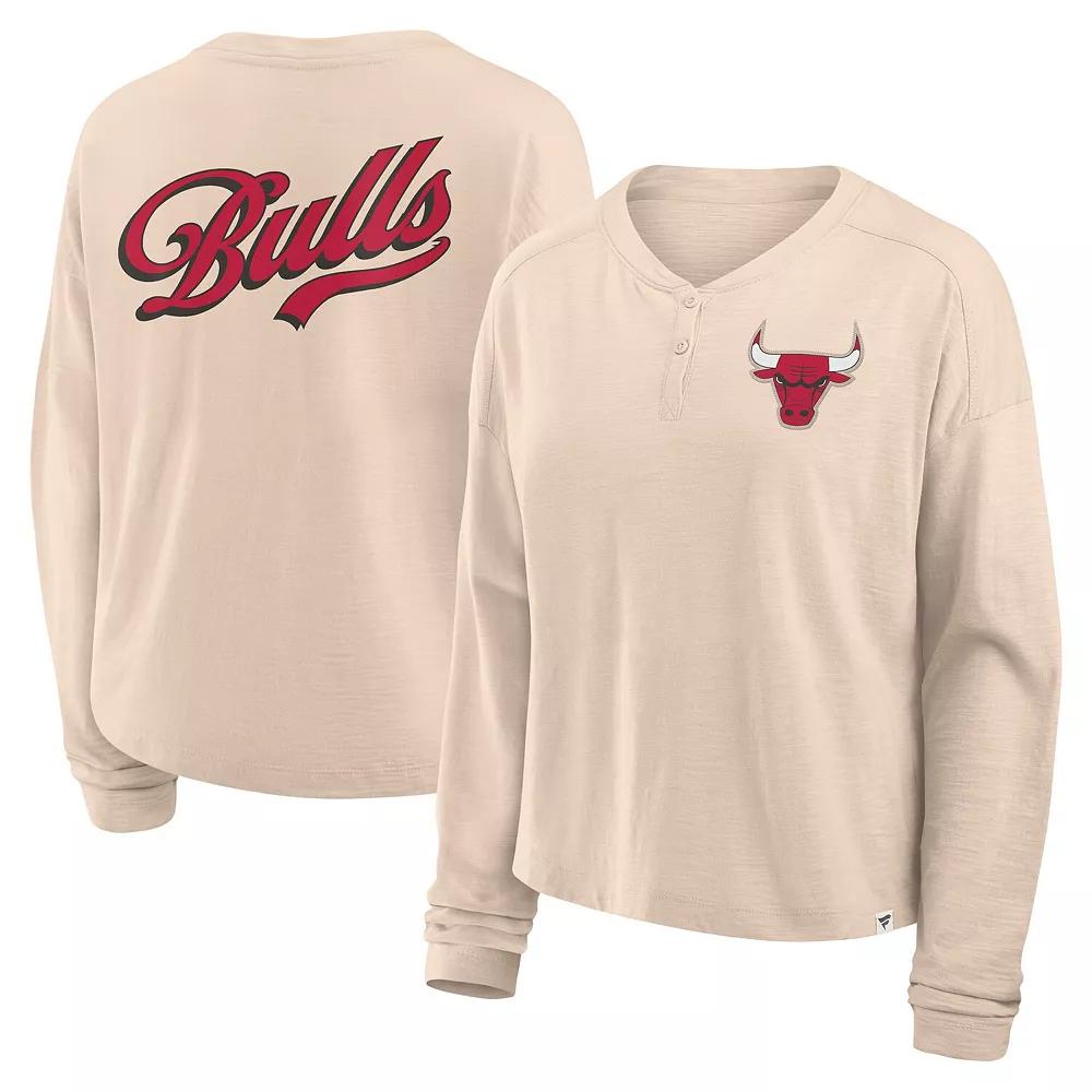 Women's Fanatics Natural Chicago Bulls Boxed Out Drop Fashion Long Sleeve T-Shirt,  Product Image