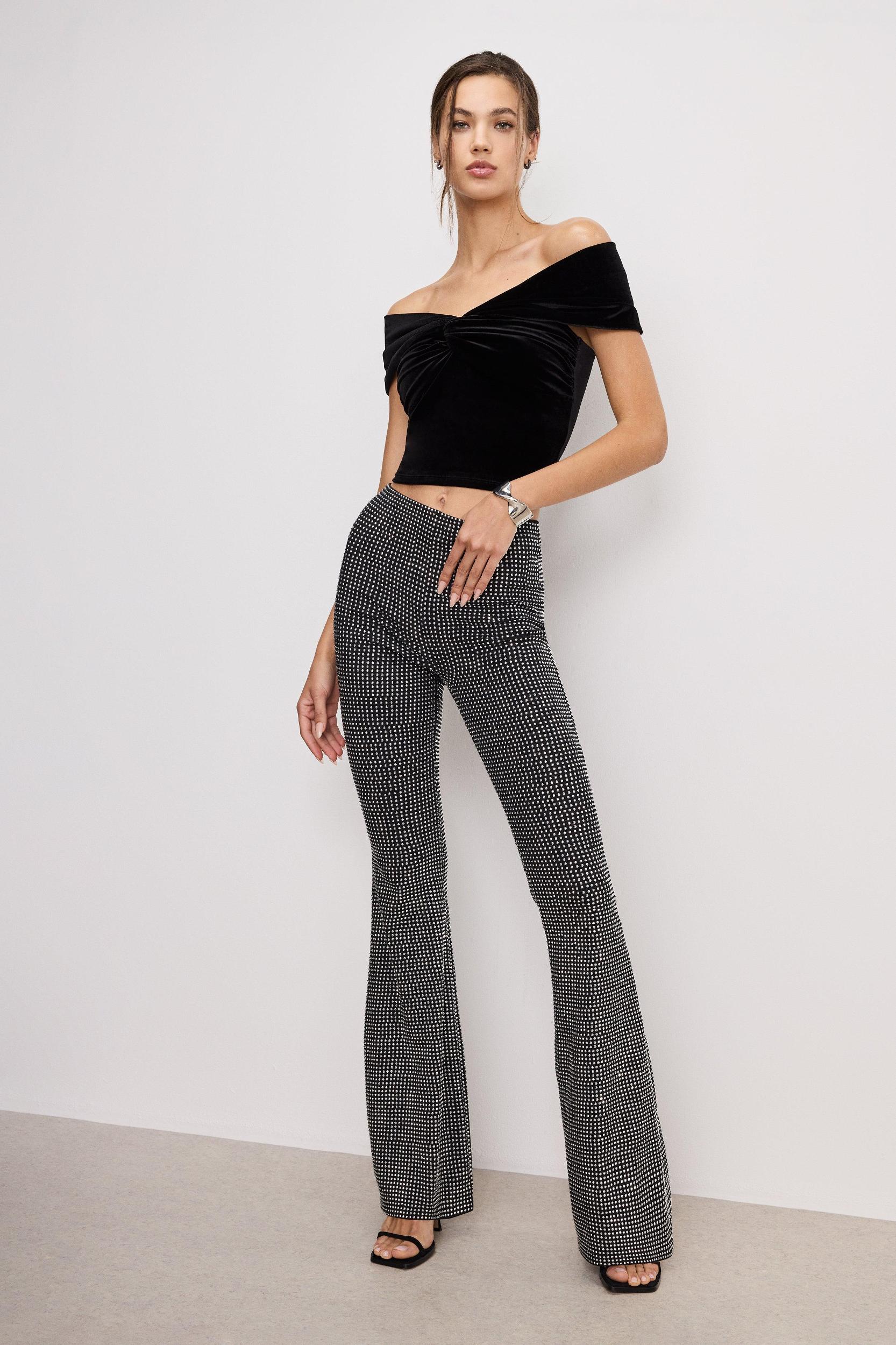 VELVET OFF SHOULDER TOP | BLACK001 Product Image