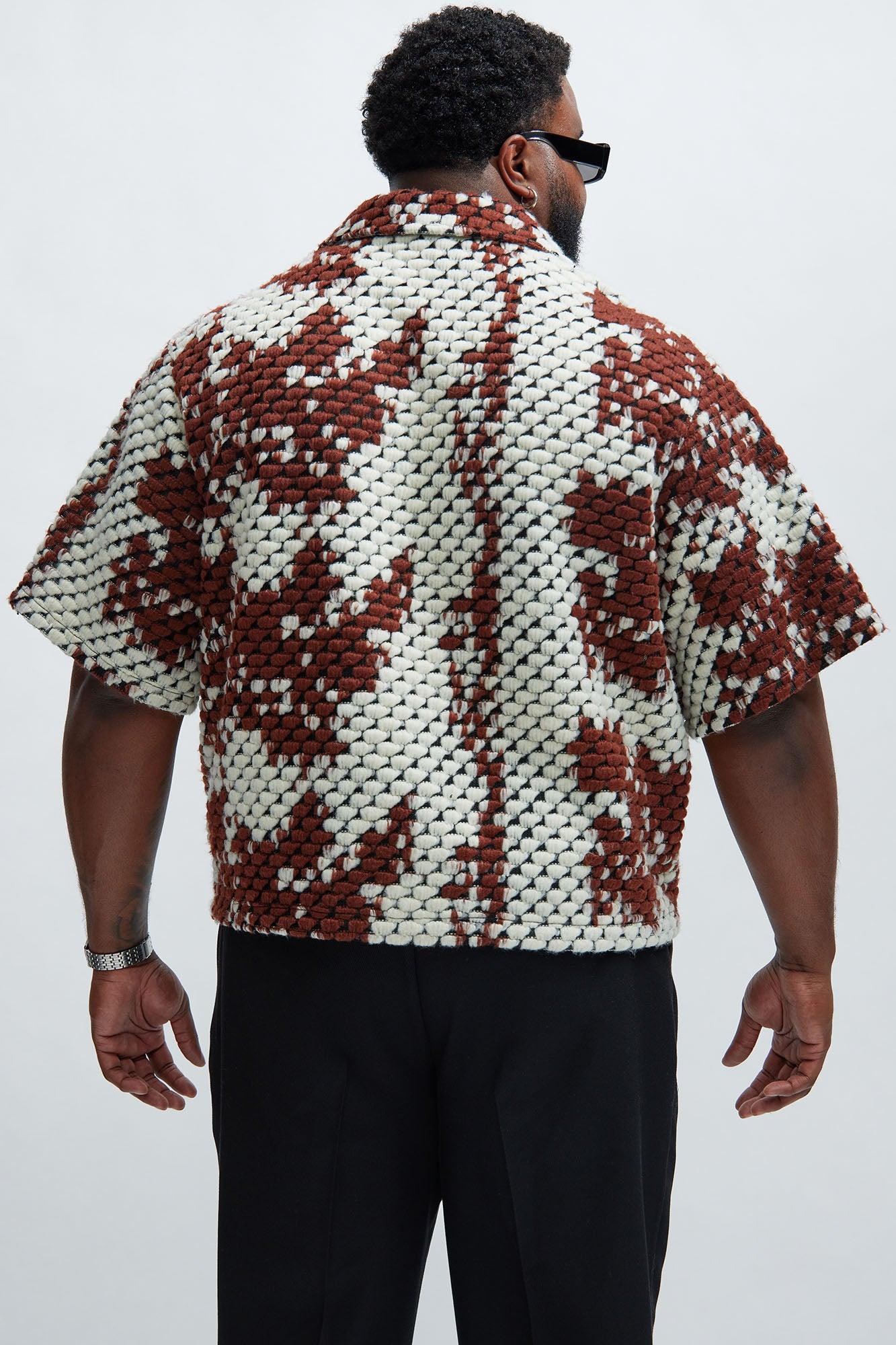 Newbury Jacquard Cropped Shirt - Brown/combo Product Image
