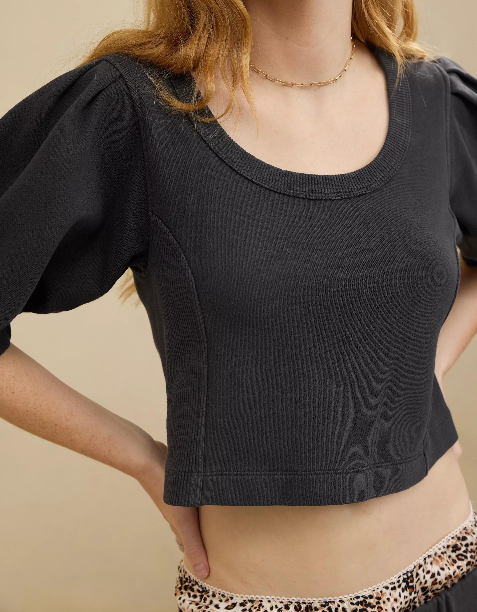 Aerie Seams Right Short Sleeve Sweatshirt Product Image