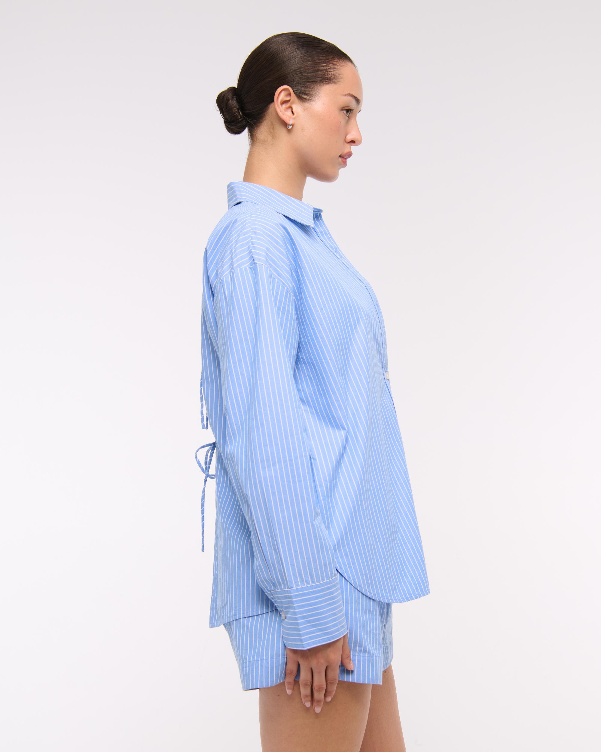 Oversized Tie-Back Poplin Shirt Product Image