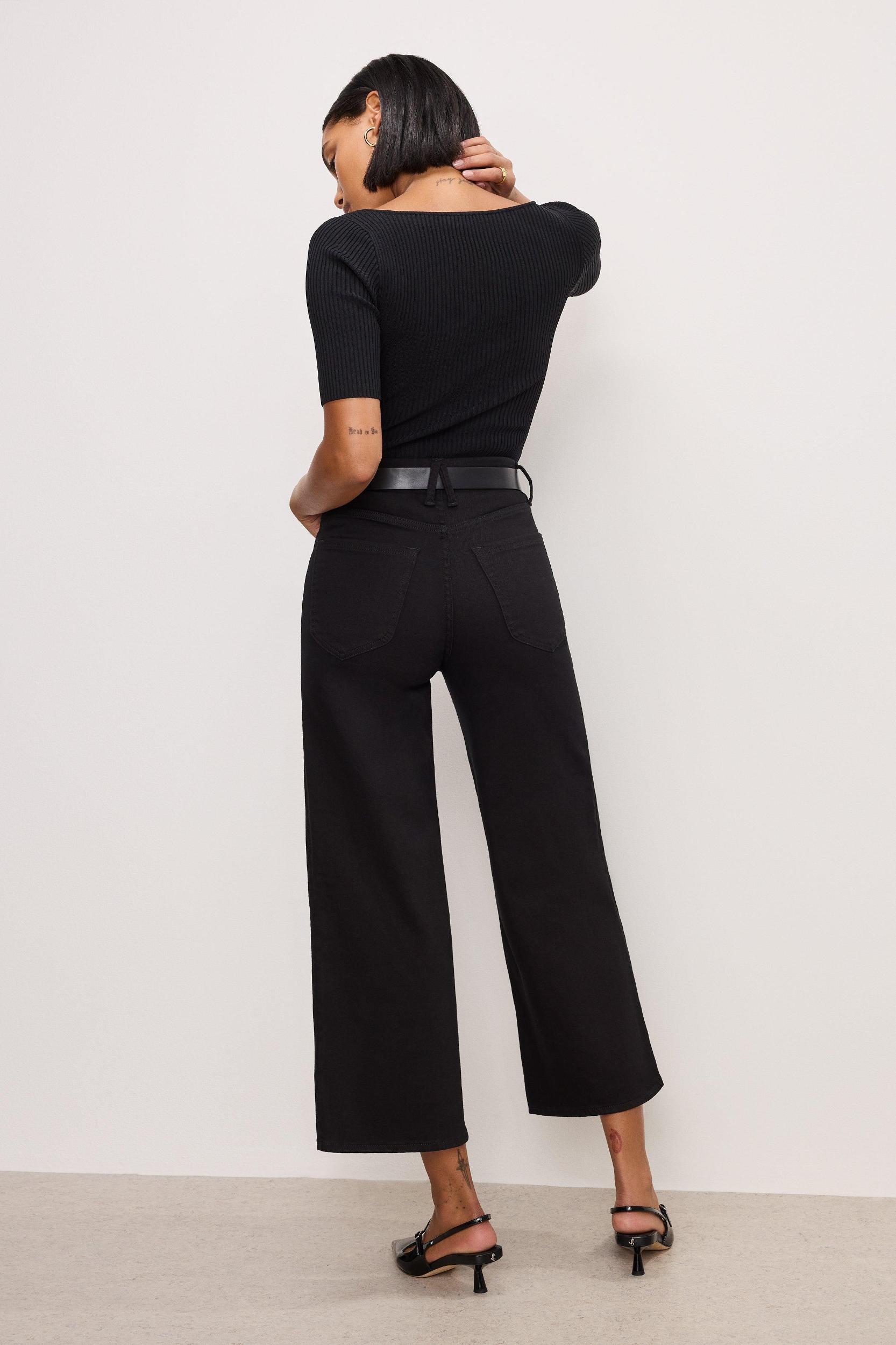 GOOD WAIST CROPPED PALAZZO NEVER FADE JEANS | BLACK001 Product Image