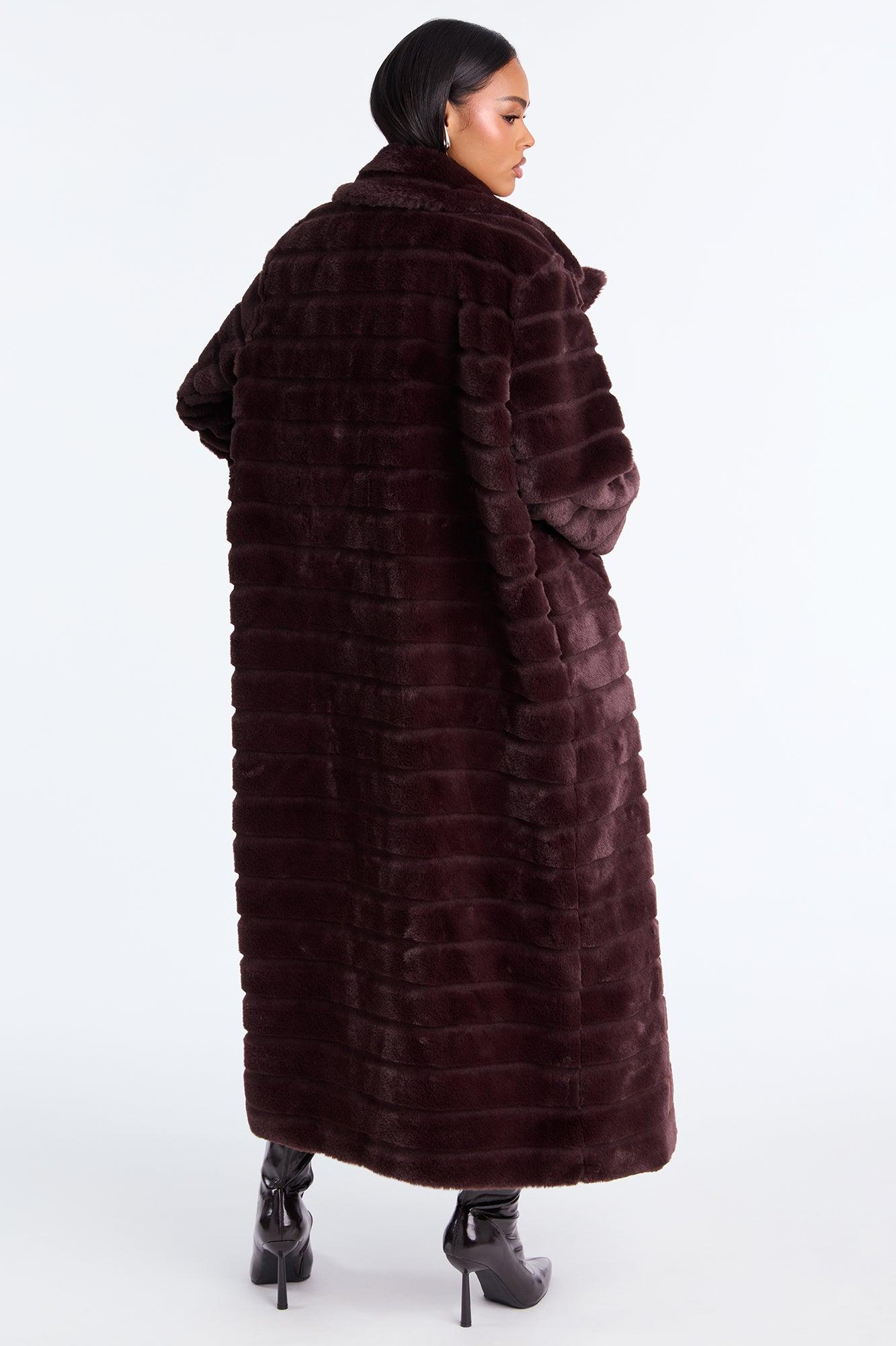 Vivienne Faux Fur Trench Coat - Chocolate Female Product Image