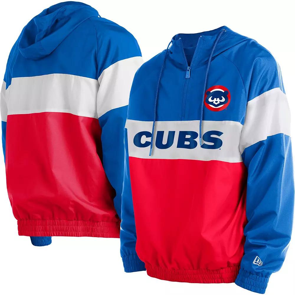Men's New Era Red Chicago Cubs Raglan Quarter-Zip Hoodie, Size: Small Product Image