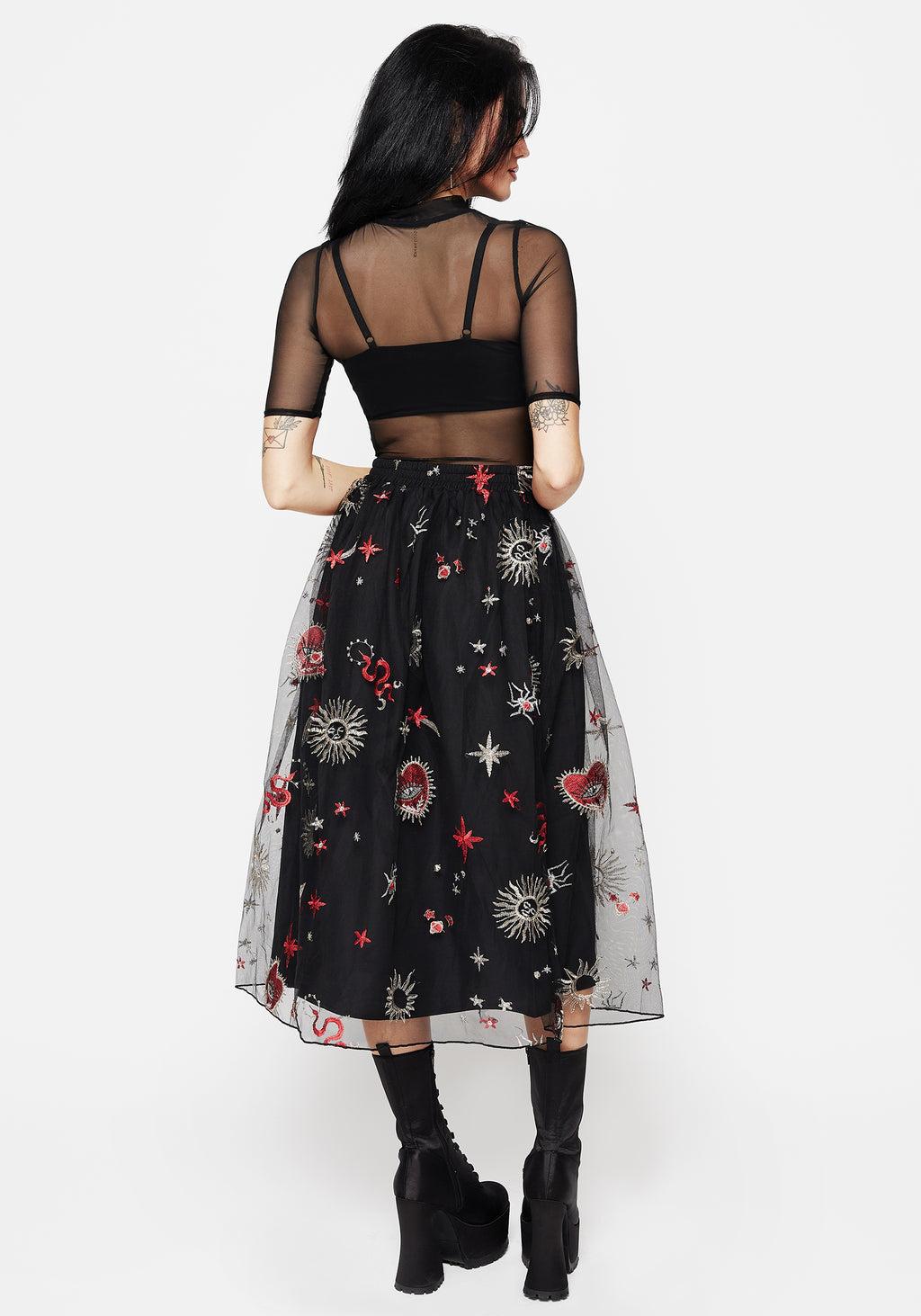 Bloodlust Embroidered Midi Skirt Product Image