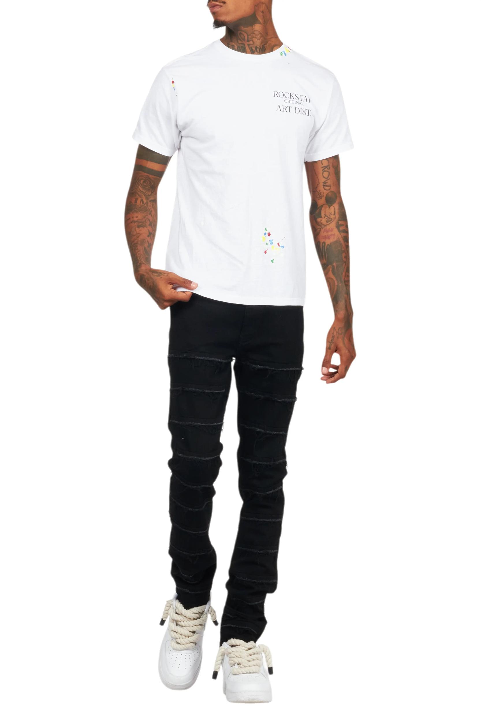 Waylon Jet Black  Frayed Slim Fit Jean Male Product Image