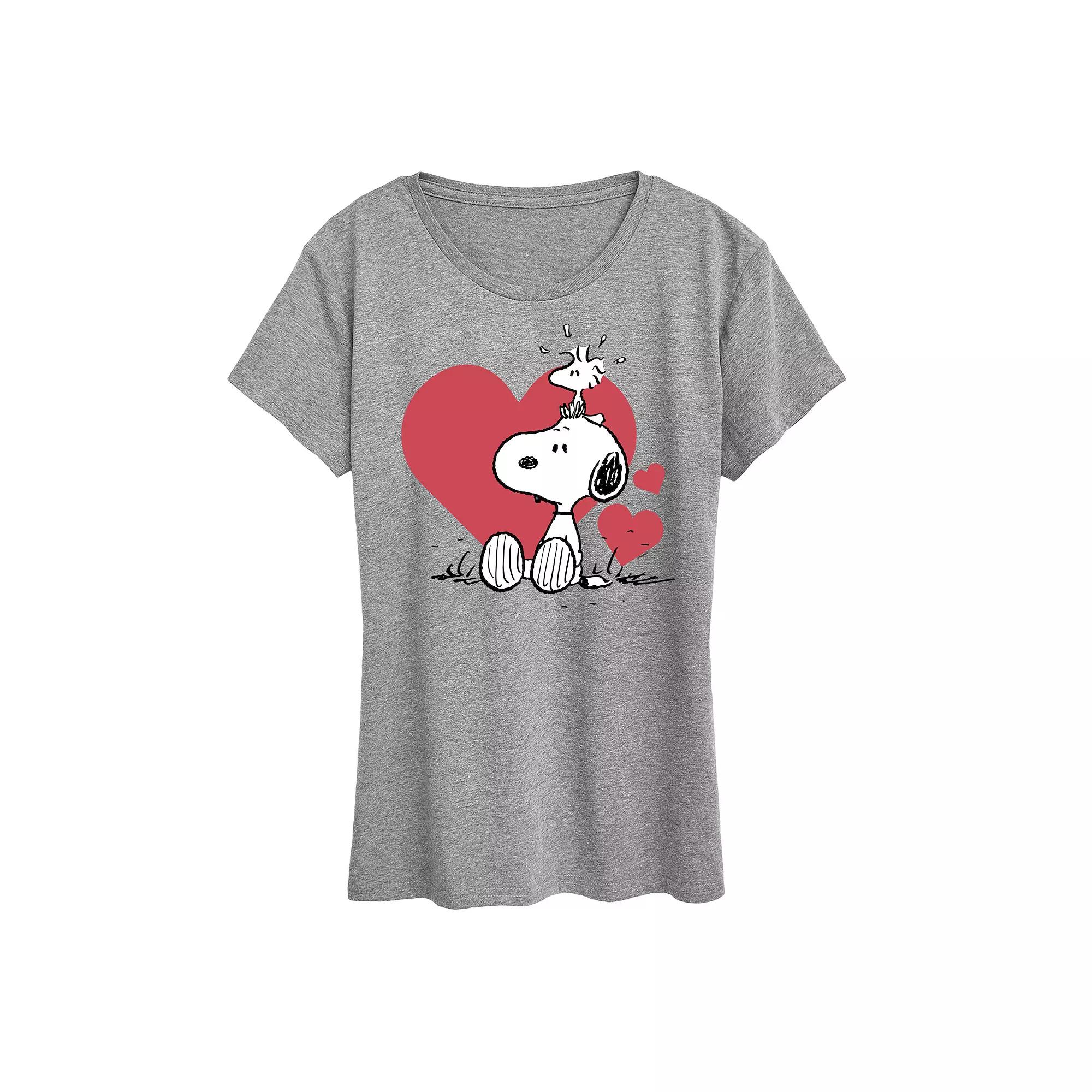 Women's Peanuts Snoopy & Woodstock Hearts Graphic Tee,  Product Image