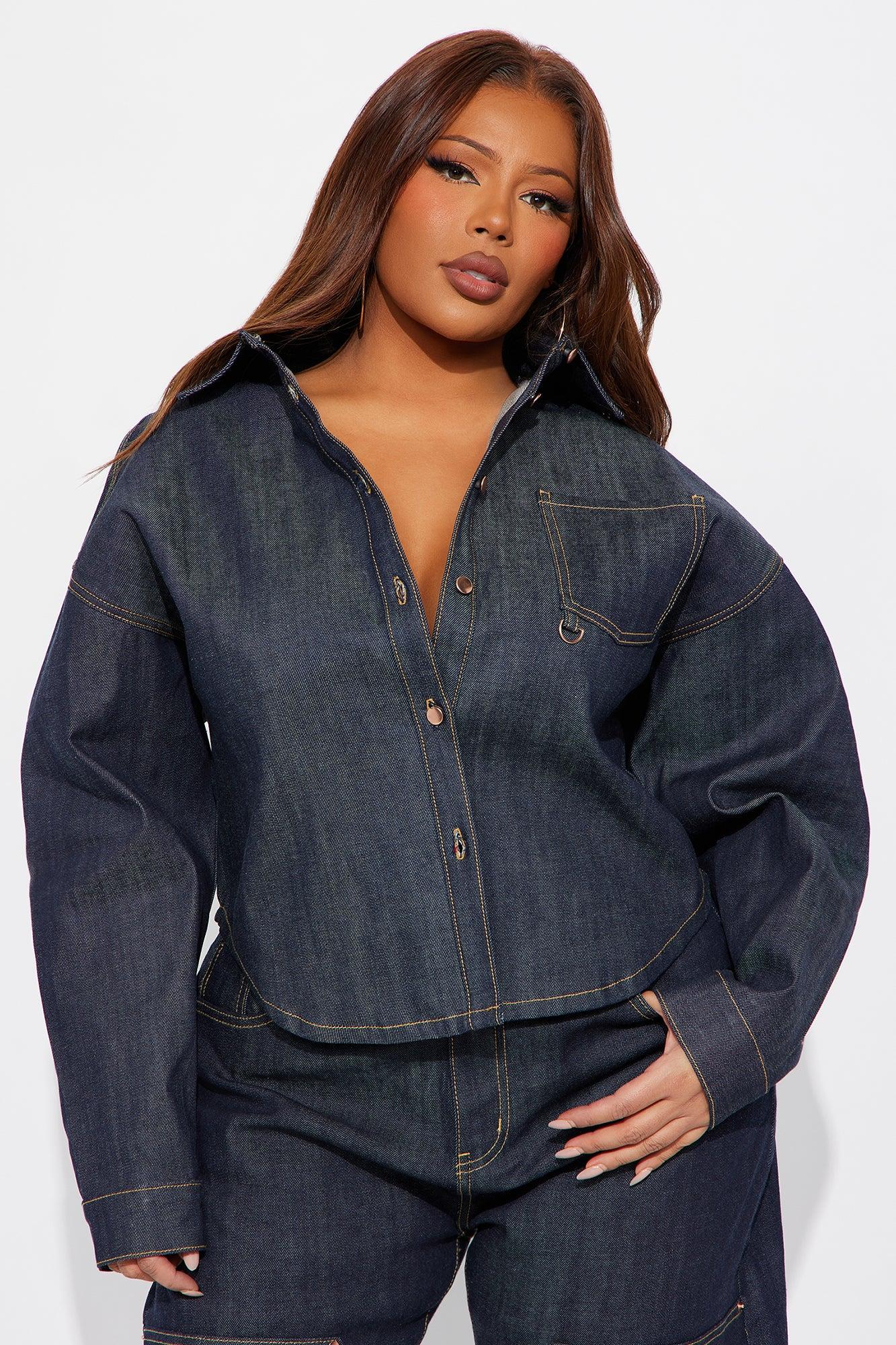 Premium Selvedge Utility Denim Jacket - Dark Denim Female Product Image