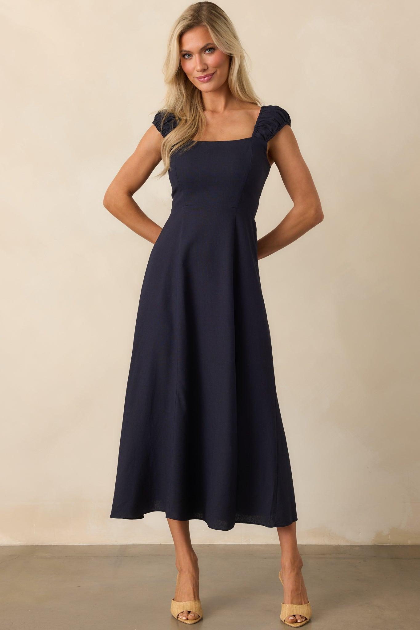 Radiant Reverie Navy Midi Dress Product Image