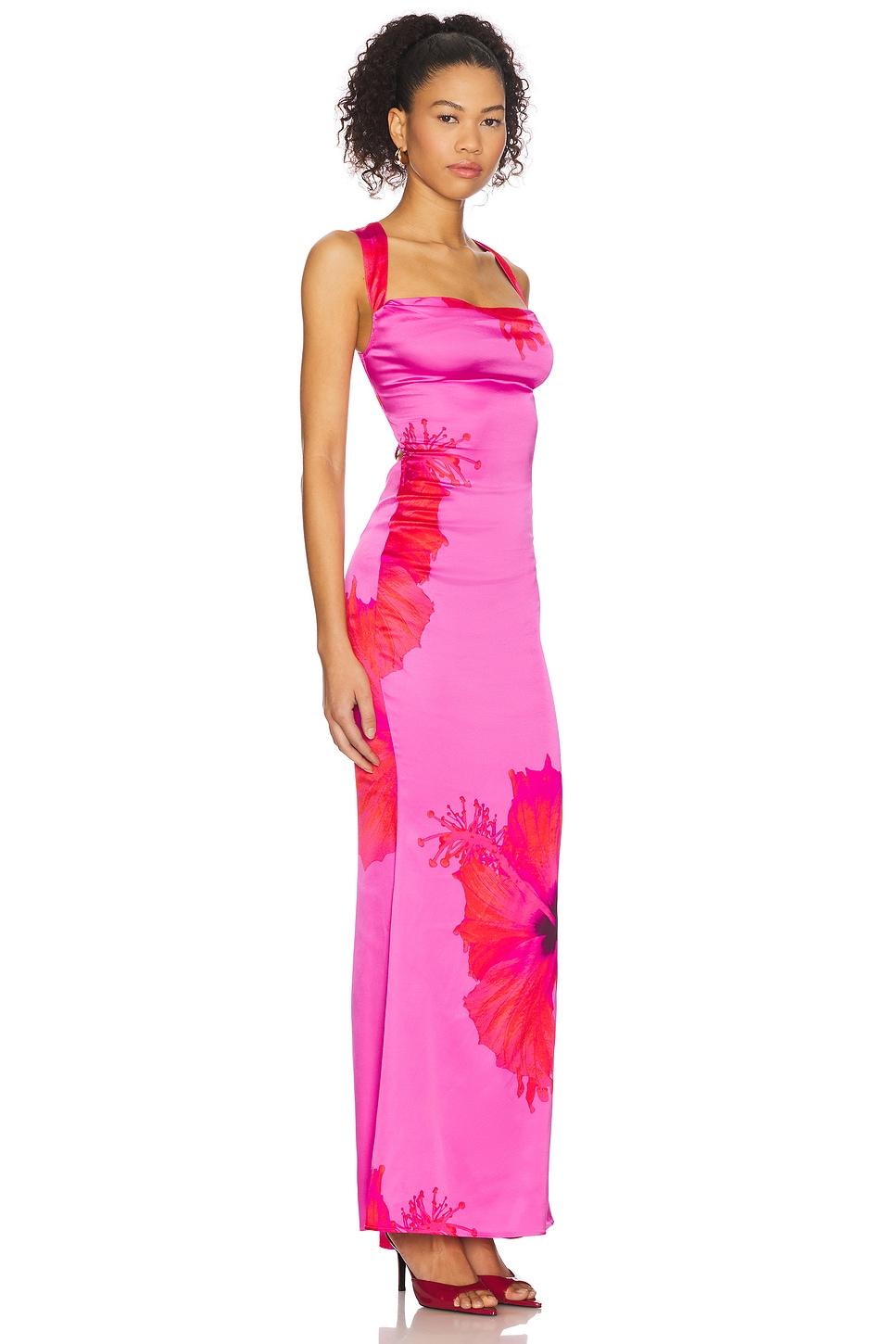 Satin Lace Up Maxi Dress Good American Product Image