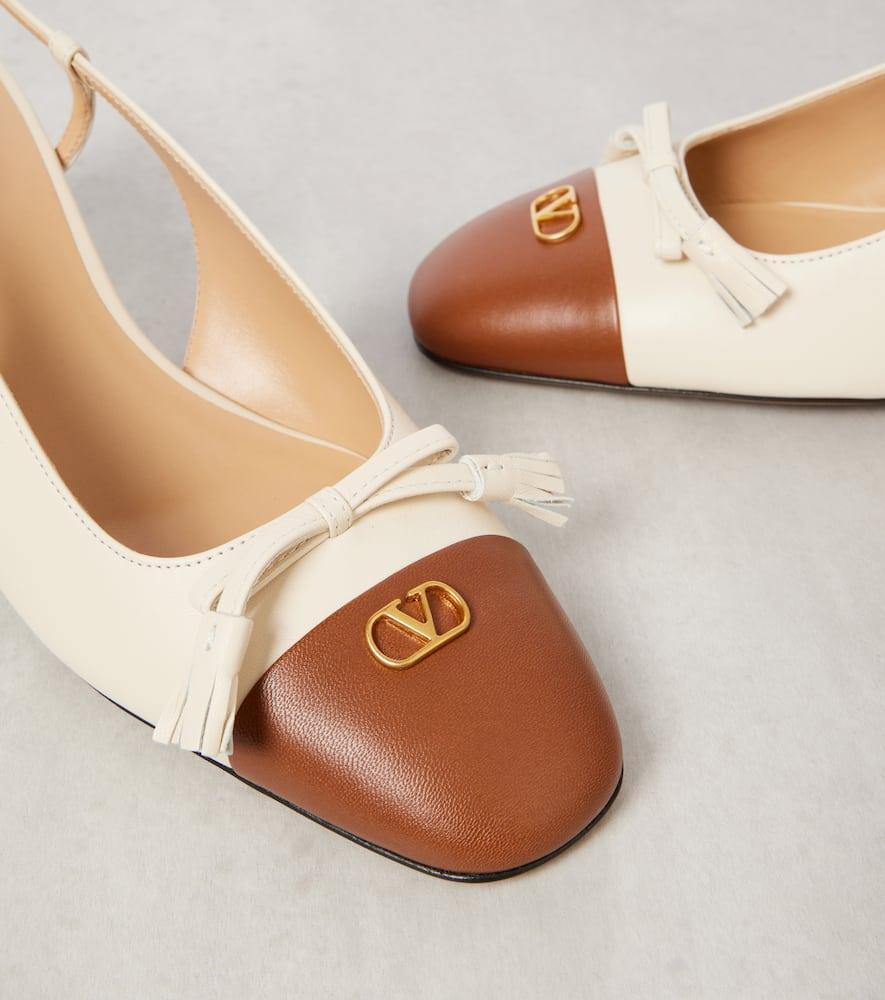 VALENTINO GARAVANI Leather Vlogo Signature Pumps With Slingback Strap In Neutral Product Image