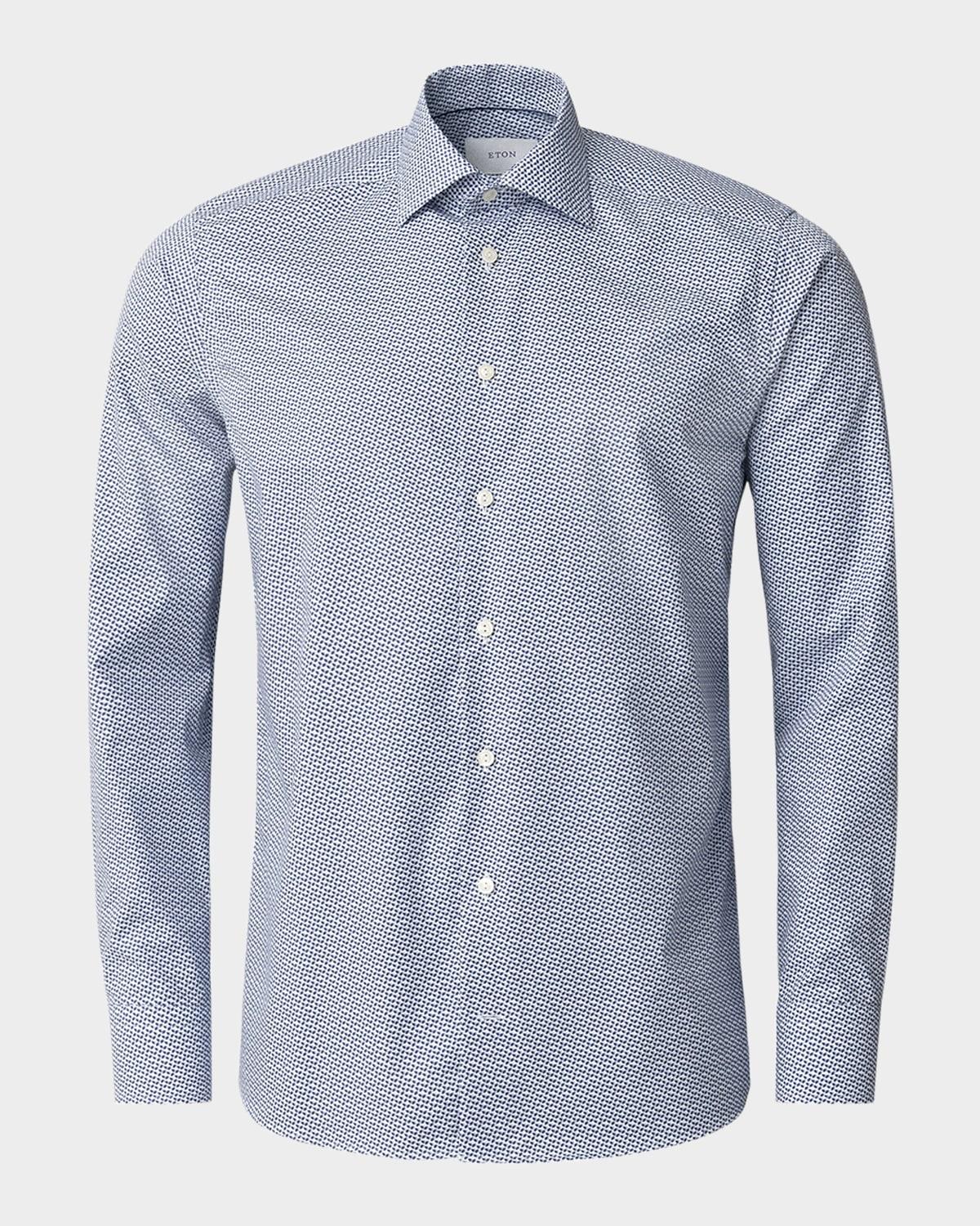Mens Slim-Fit Micro Geometric Button-Front Shirt Product Image