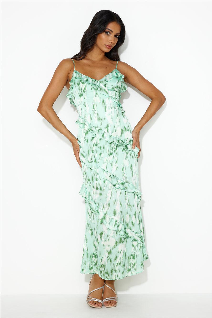 Tickle Fancy Frill Midi Dress Green Product Image