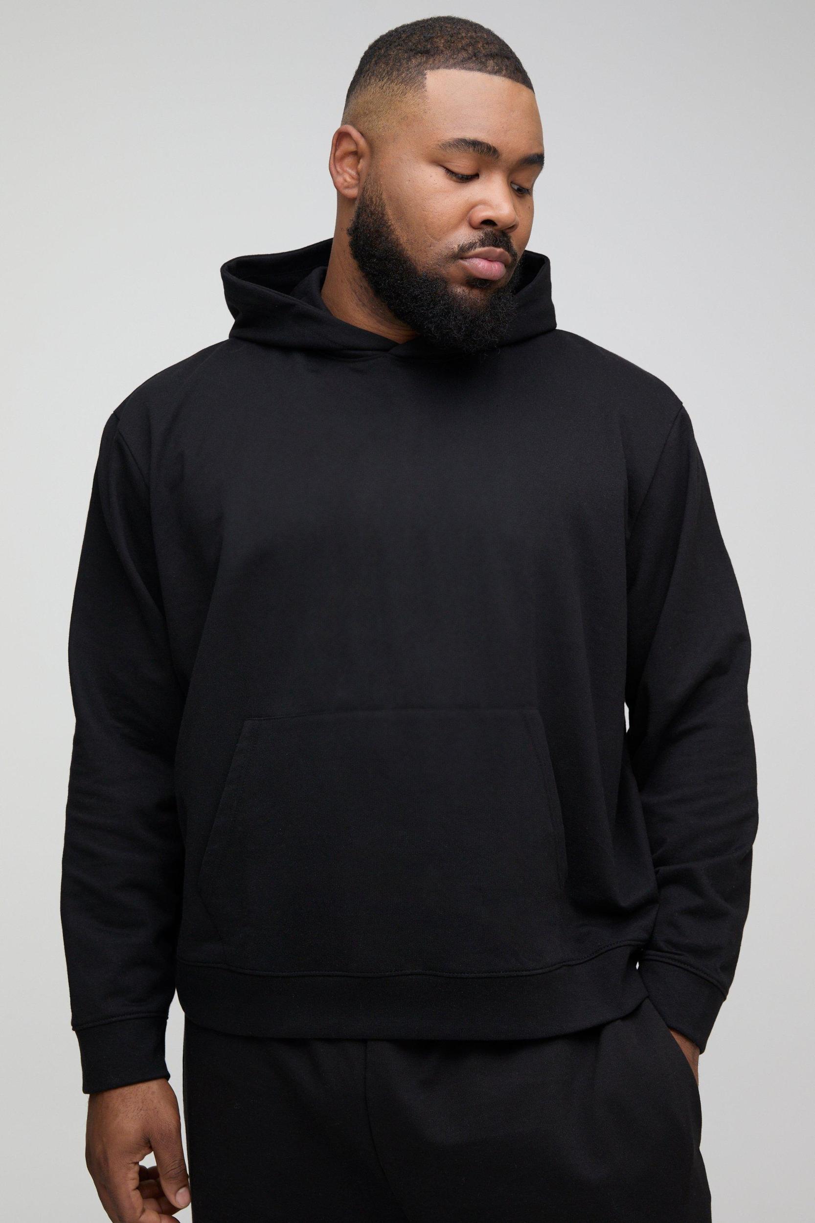 Plus 260GSM Loopback Boxy Oversized Fit Basic Hoodie | boohooMAN USA Product Image