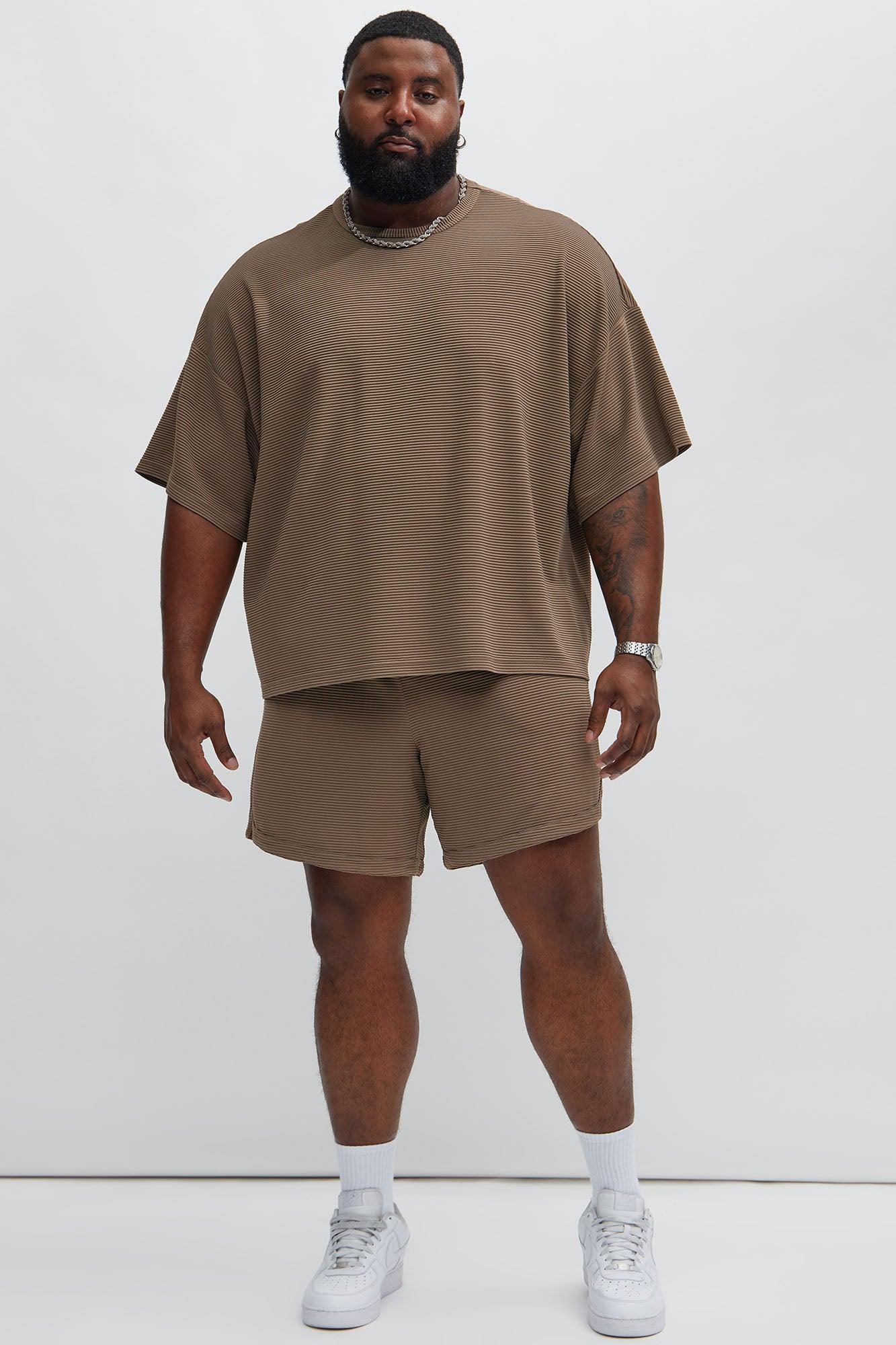 Zyler Textured Boxy Short Sleeve Tee - Taupe Product Image
