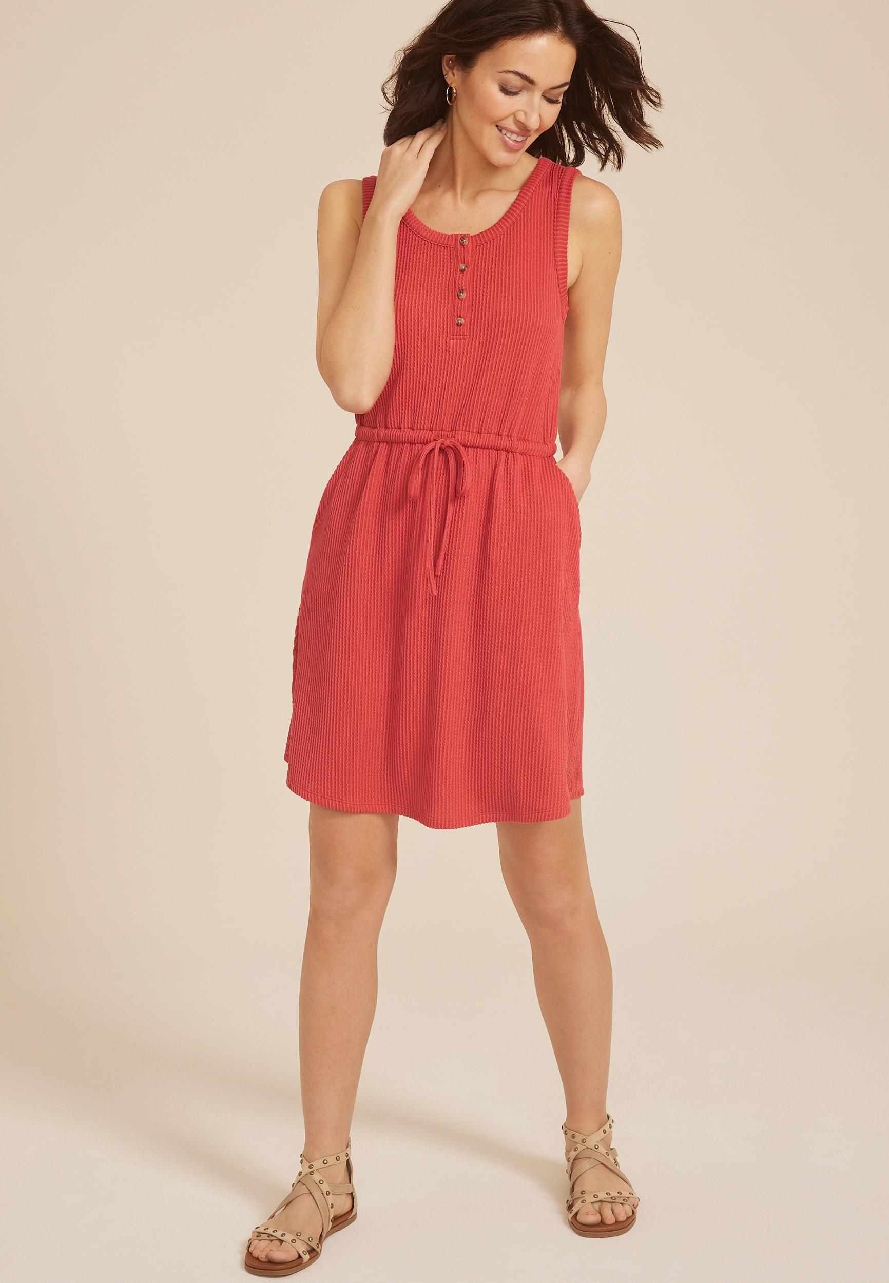 24/7 Bare Henley Wavy Rib Dress Product Image