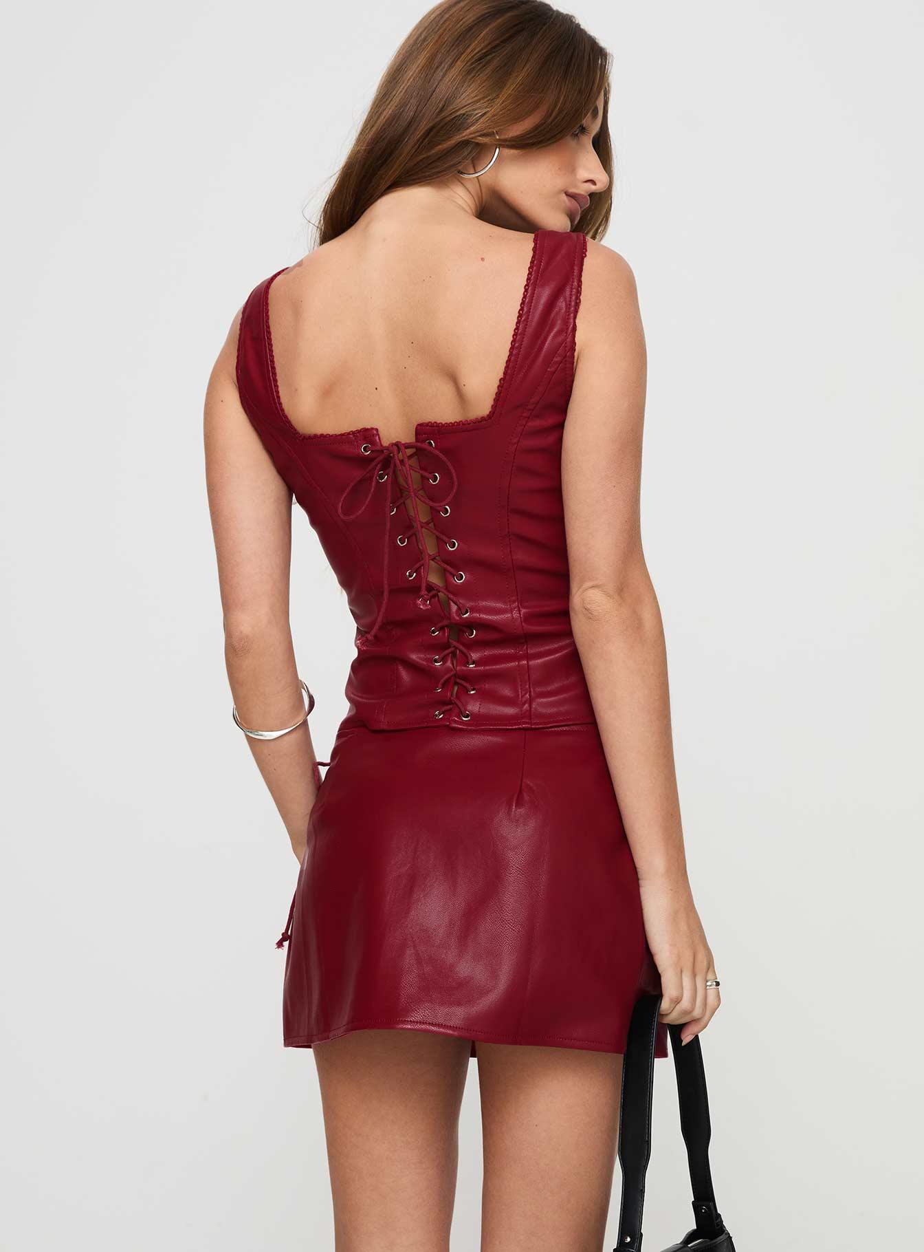 Smolder Tie Up Mini Skirt Red Product Image