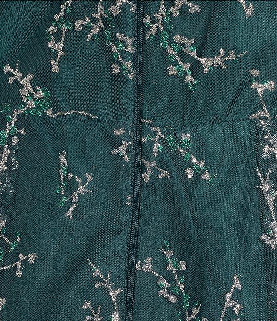 Blondie Nites Plus Size Glitter Pattern Mesh Illusion V-Neck Party Dress Product Image