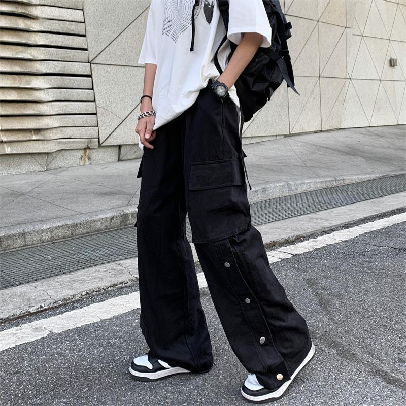 Sopula Retro Street Buttoned Straight Leg Cargo Pants Product Image