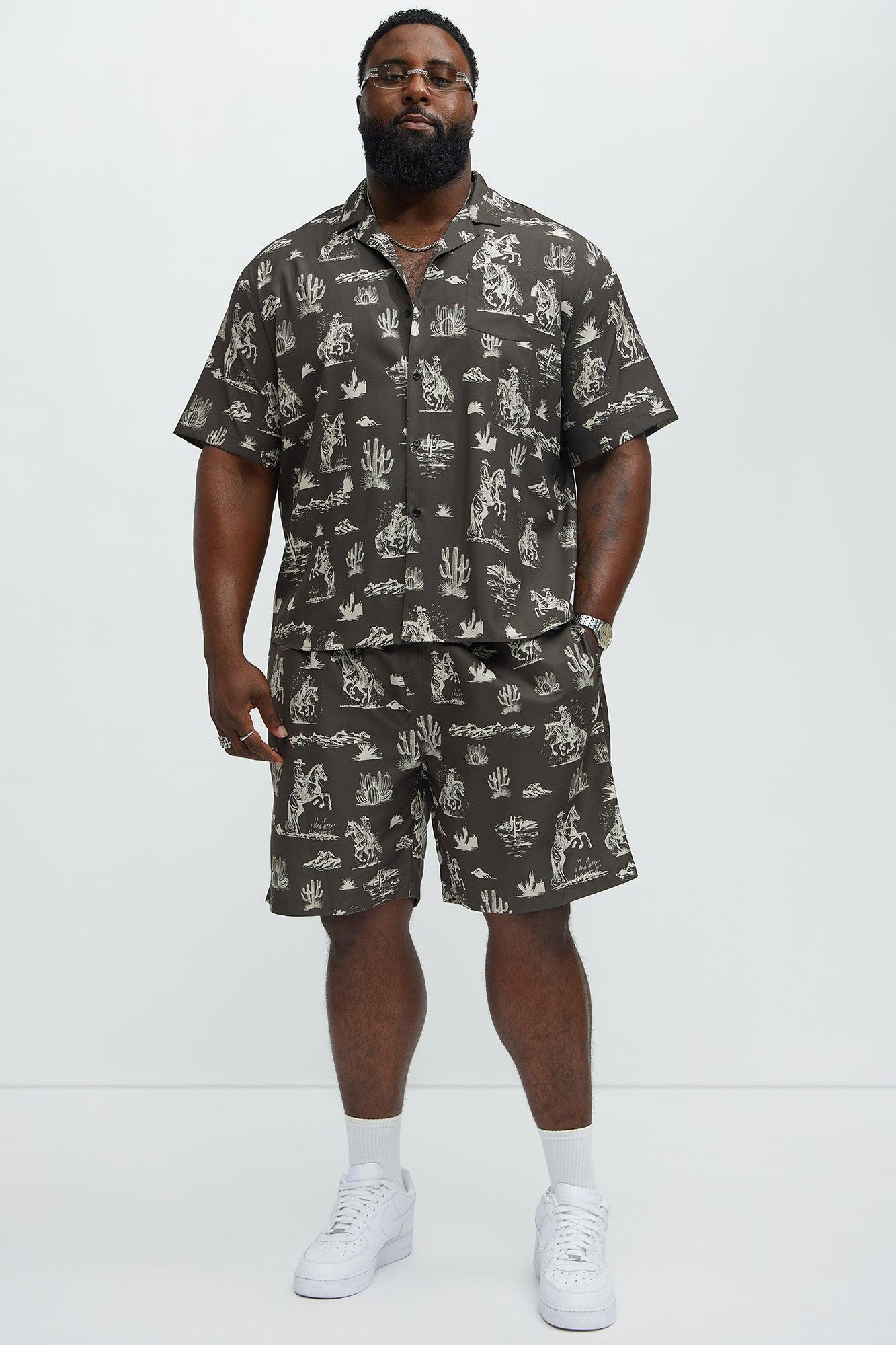 Wild West Button Up Shirt - Brown/combo Product Image