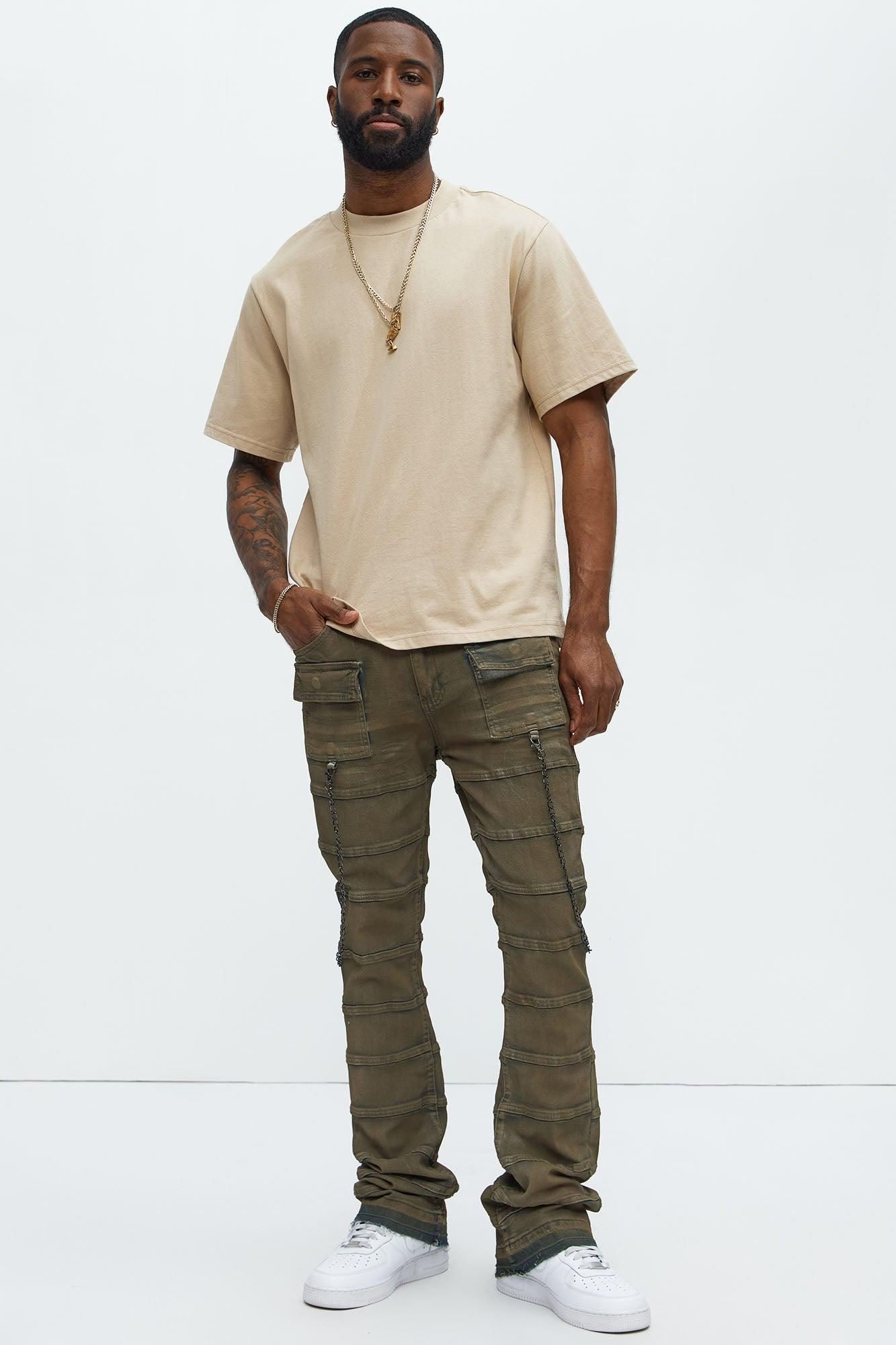 Stacked Slim Flare Paneled Chain Jeans - Vintage Wash Product Image