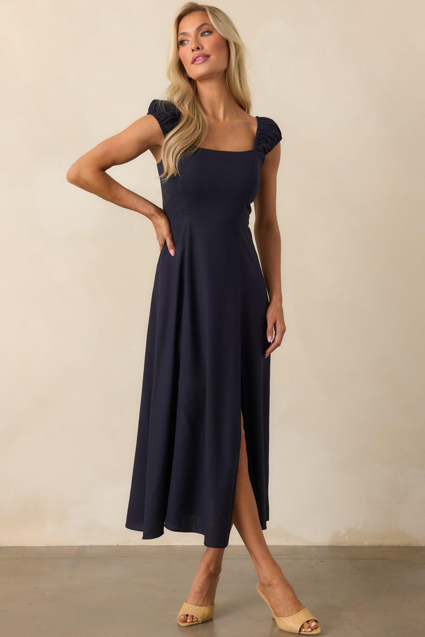Radiant Reverie Navy Midi Dress Product Image