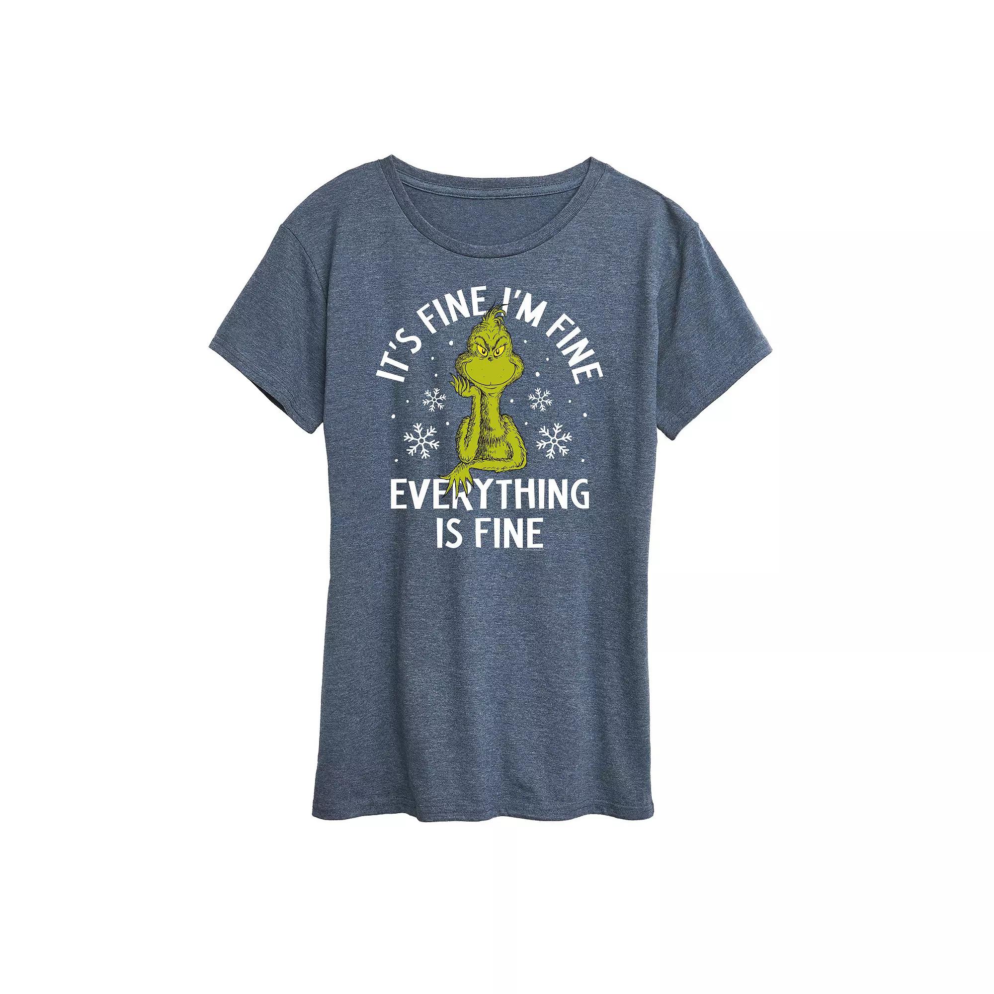 Women's Dr. Seuss Grinch It's Fine I'm Fine Graphic Tee,  Product Image
