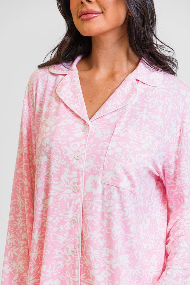 Good To Get Away In Kathy Floral Button Up Pajama Top FINAL SALE Product Image