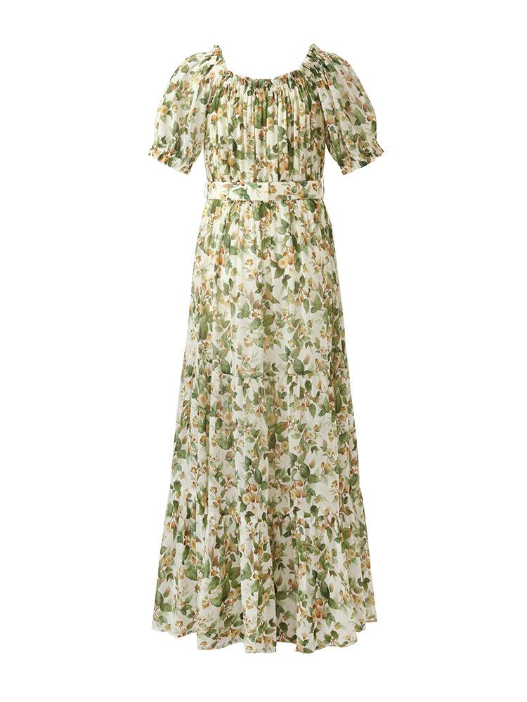 Silk Floral Print Maxi Dress Product Image