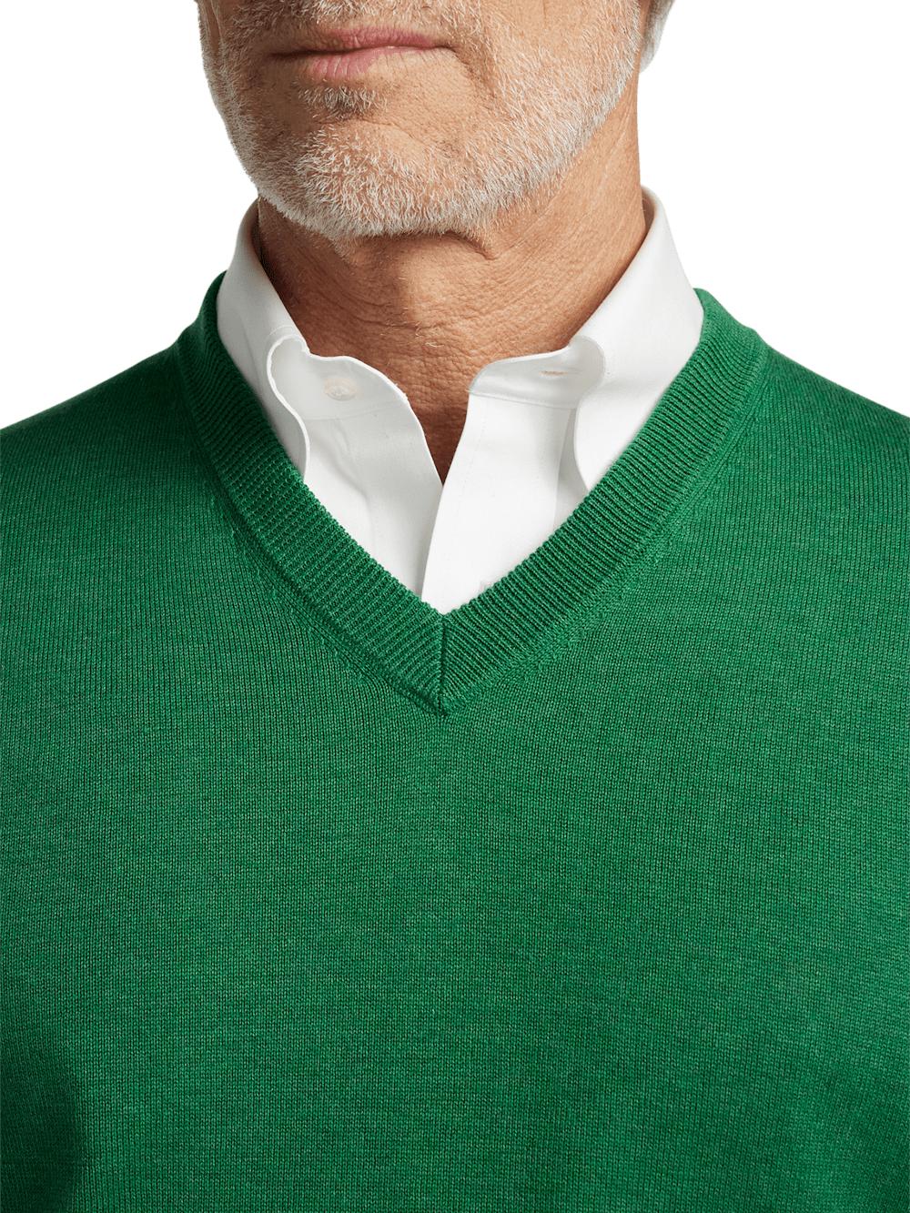 Supima Cotton V-neck Sweater - Green Product Image