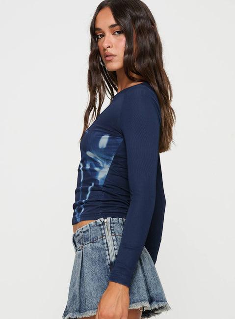 Raldor Long Sleeve Top Navy Product Image