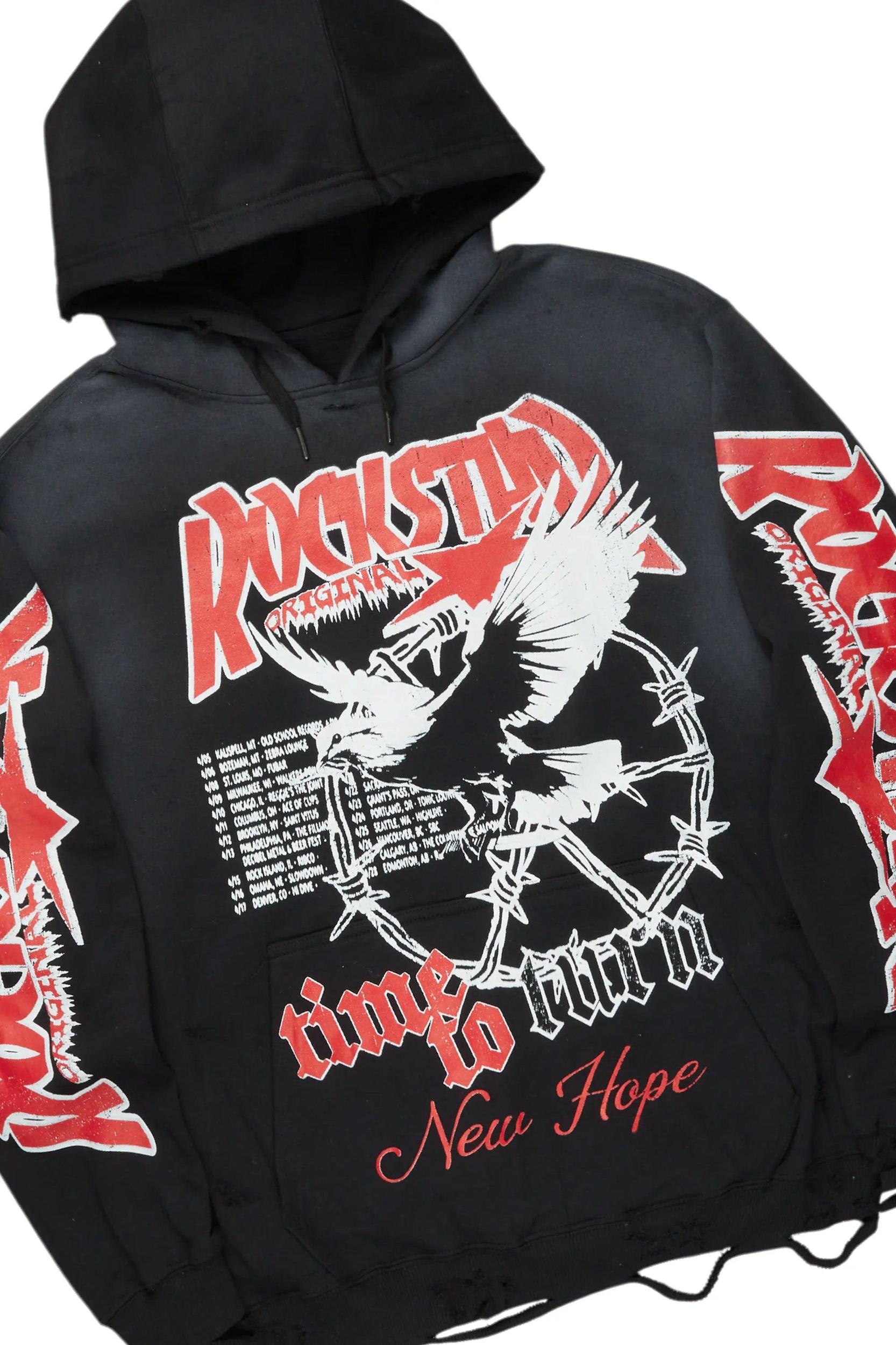 Burial Black Hoodie/Stacked Flare Jean Bundle Male Product Image