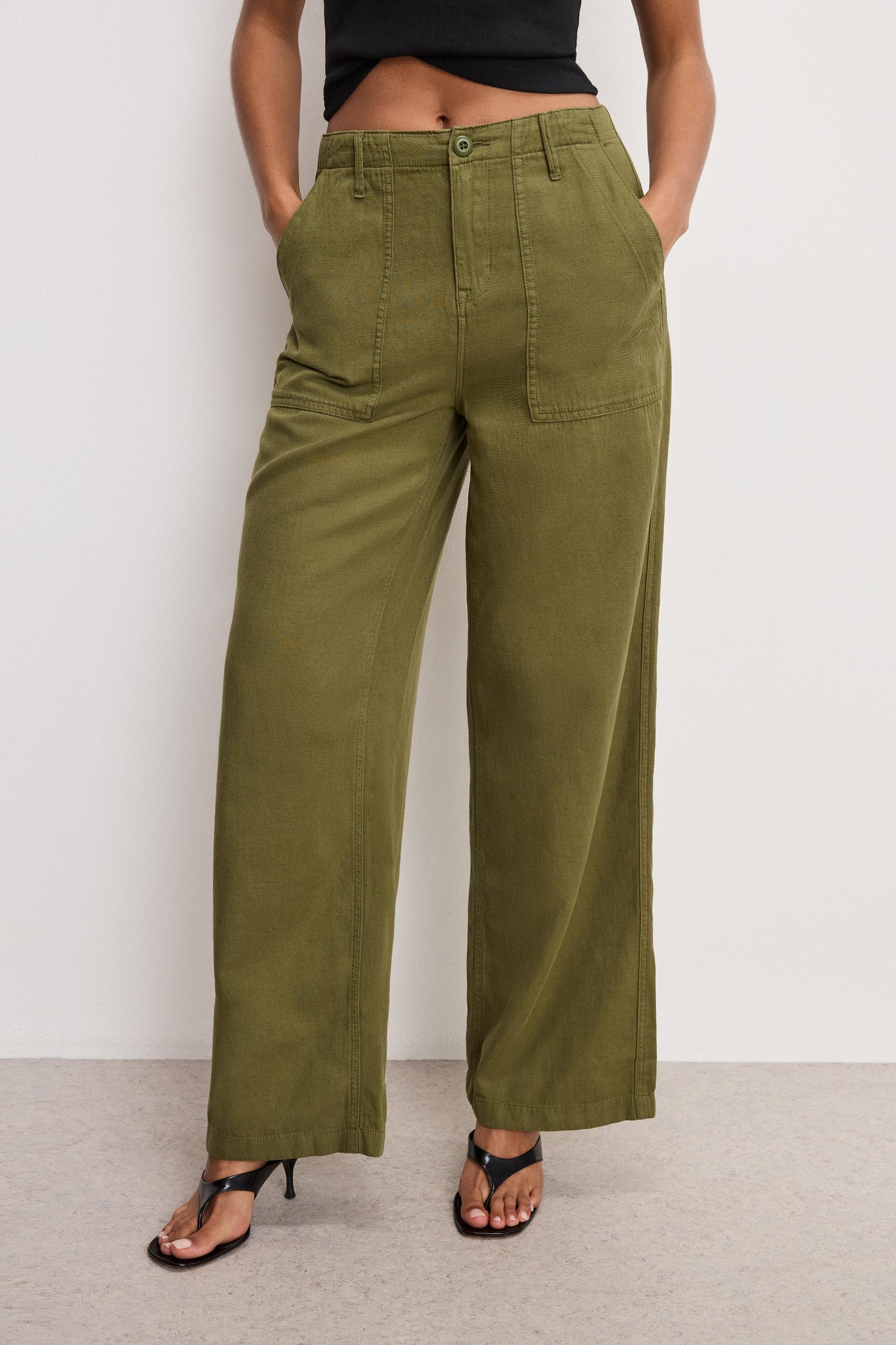 LITE LINEN PANTS | MARTINI OLIVE002 Product Image