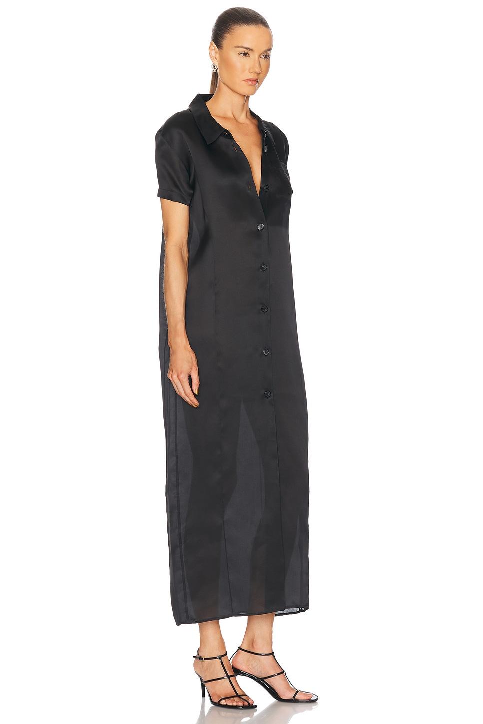 KHAITE Effy Silk And Cotton-blend Organza Midi Shirt Dress In Black Product Image