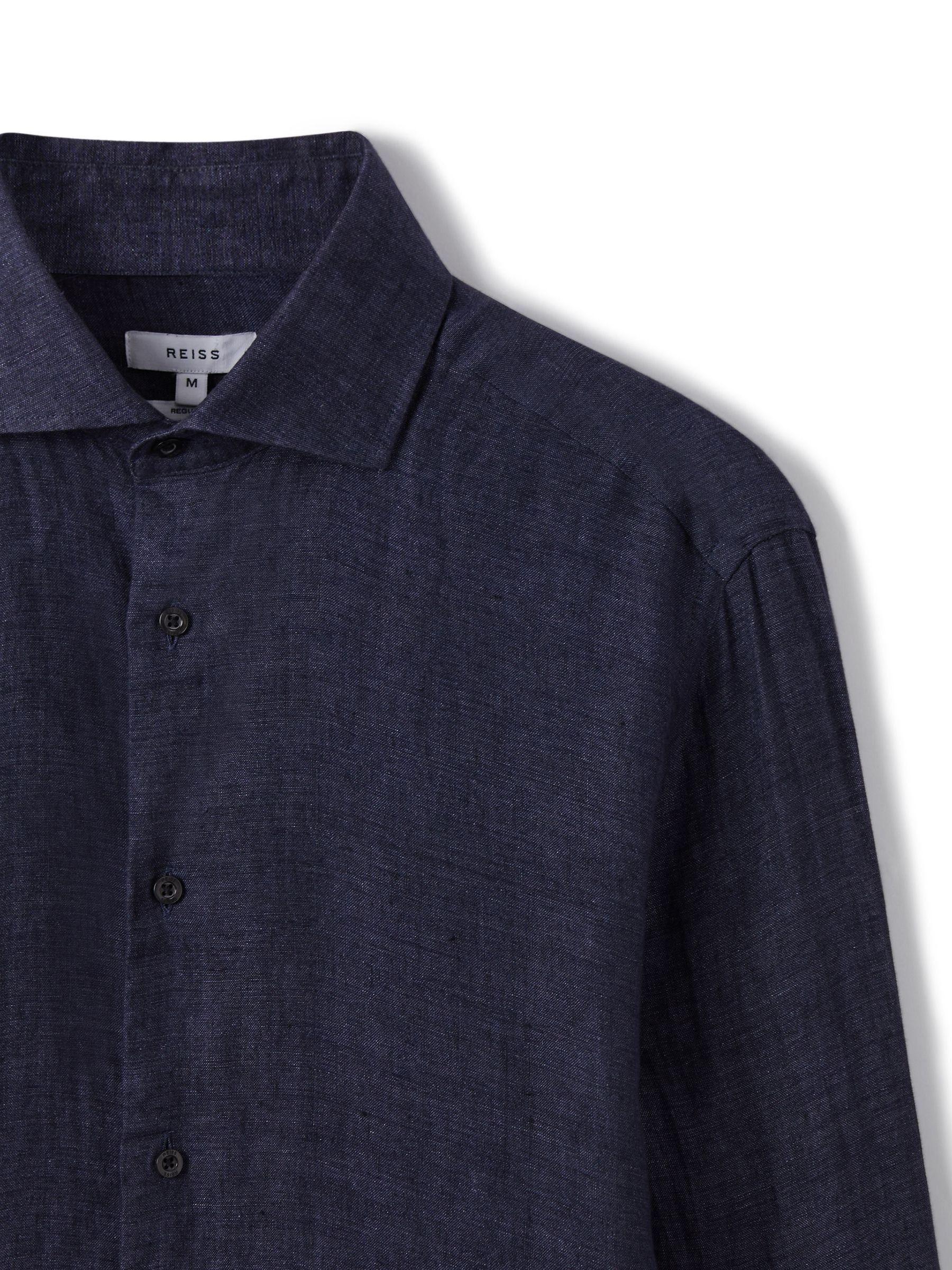 Linen Button-Through Shirt in Navy Product Image