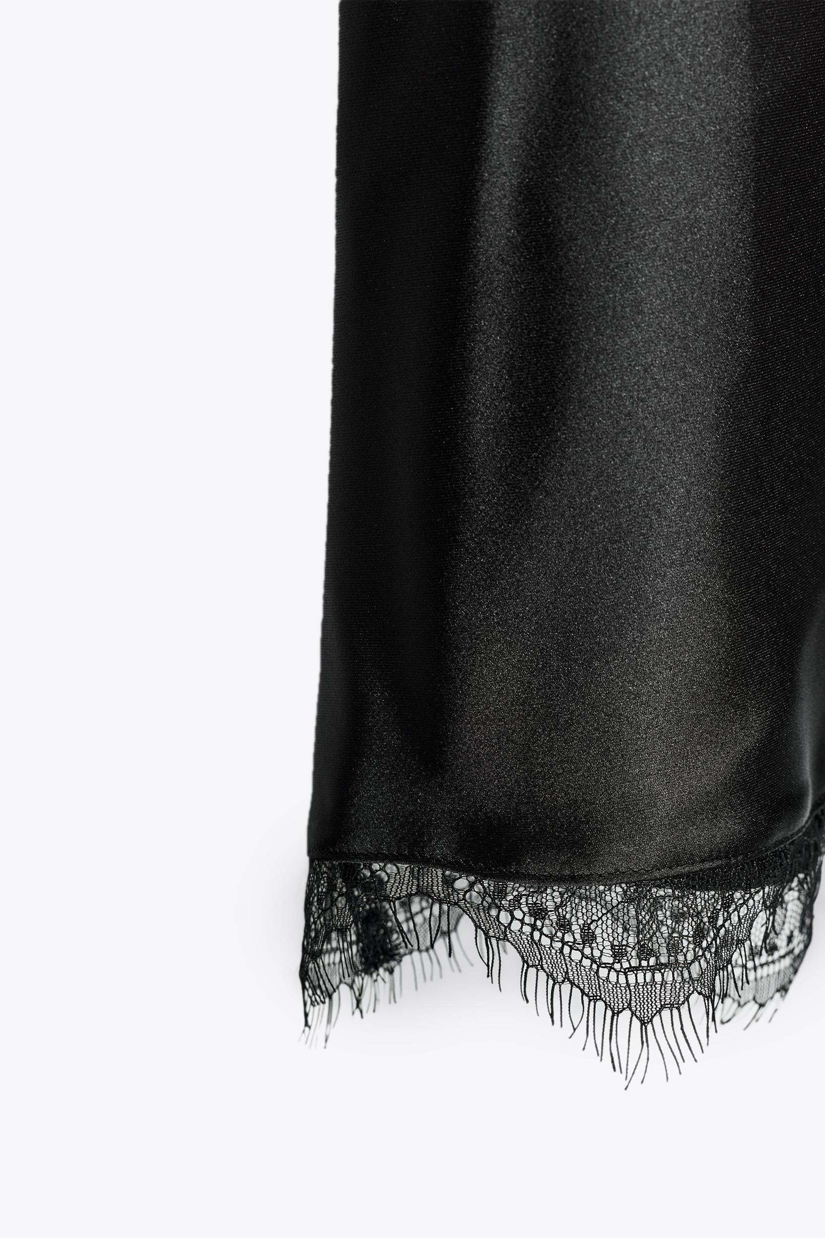 SATIN MIDI LACE SKIRT Product Image