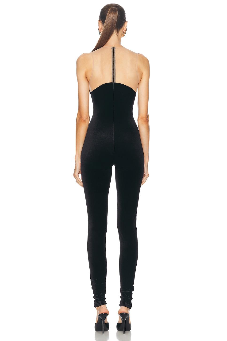 Wave Neckline Velvet Catsuit Product Image