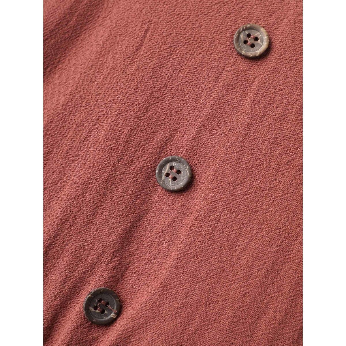 Plus Size Pure Cotton Lace Trim Pockets Midi Dress Rust Women Boho Woven ribbon&lace trim Notched collar Half Sleeve Curvy BloomChic 22-24/3X Product Image