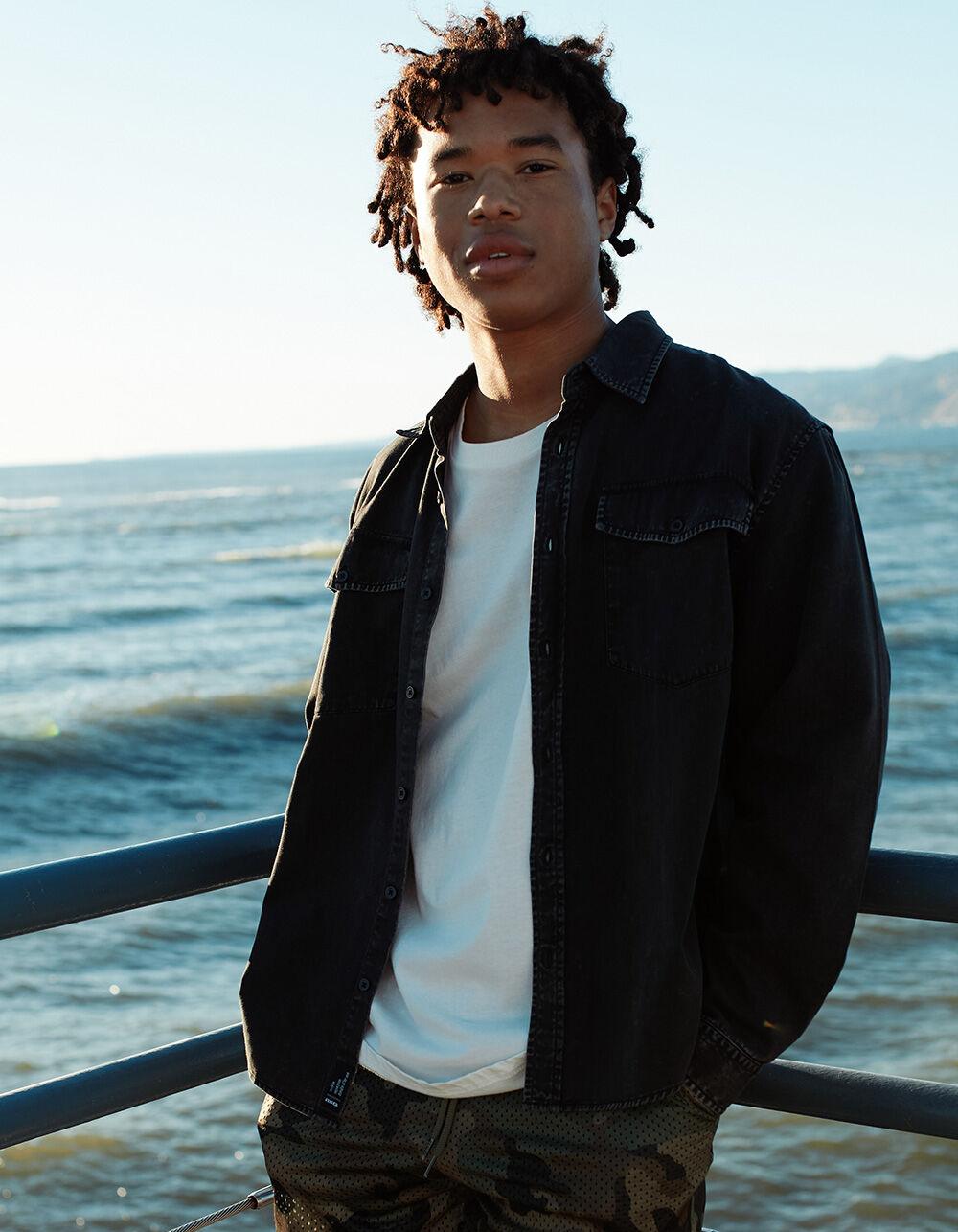 RSQ Mens Washed Twill Shirt - BLACK Product Image