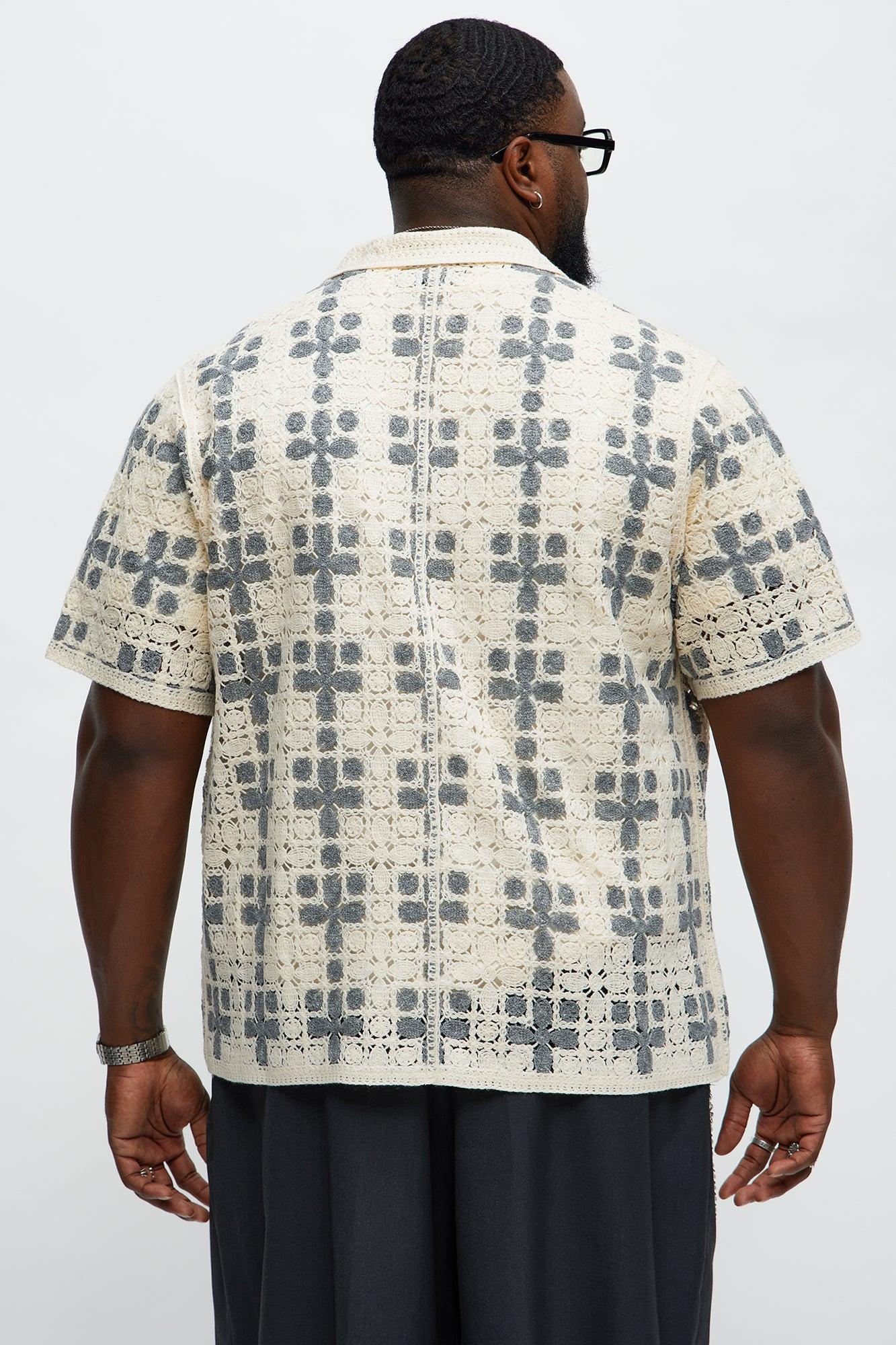 Dull Colored Flowers Closed Collar Shirt - Cream/combo Male Product Image