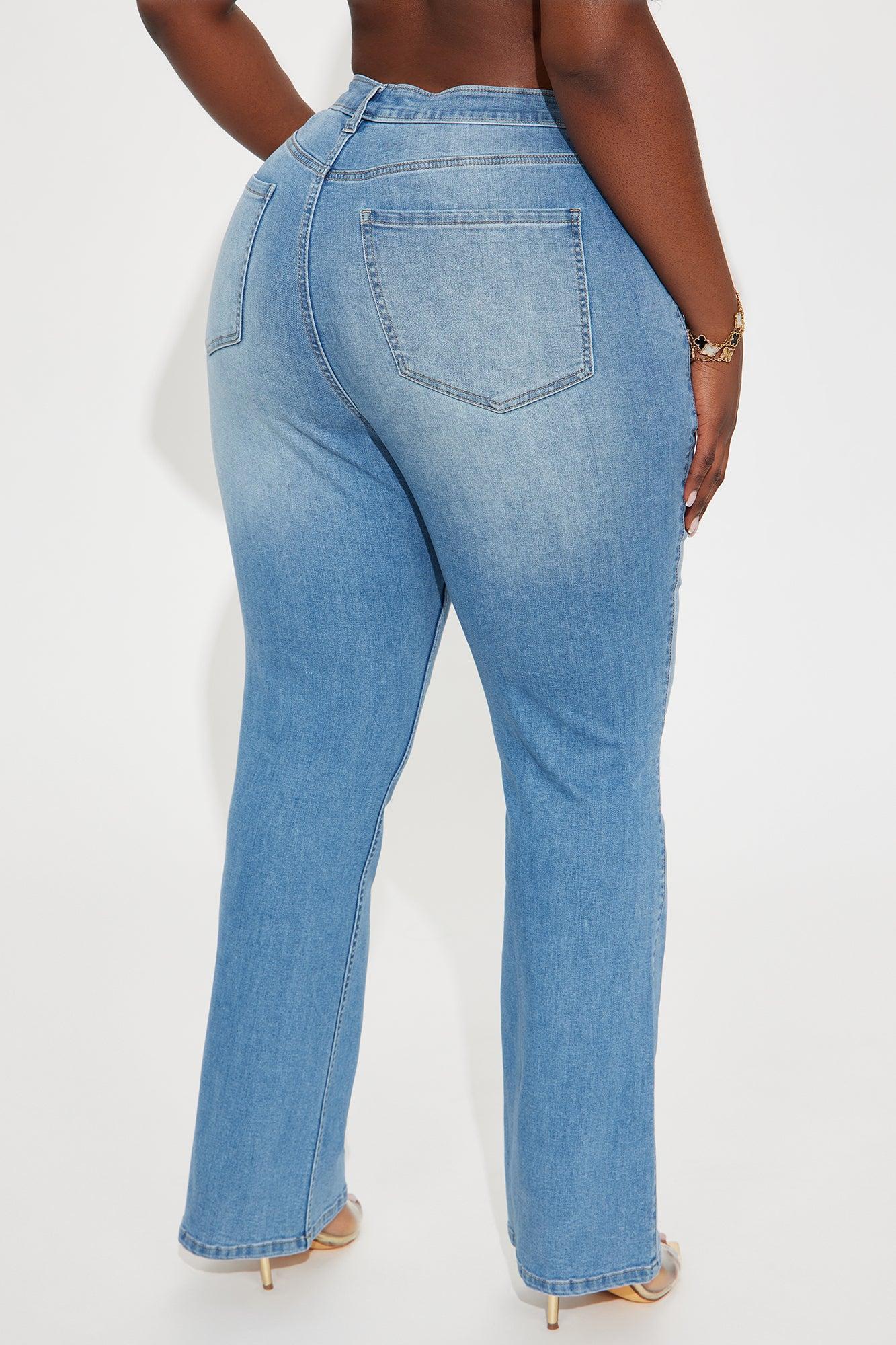 Nadiya Stretch Ripped Flare Jeans - Medium Wash Product Image