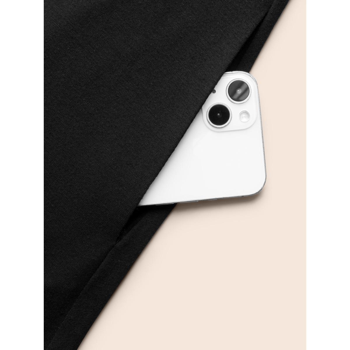 Plus Size Crew Neck High Stretchy Knit Dress Black Women Casual Non Knit Dresses Bloomchic 12/L Product Image