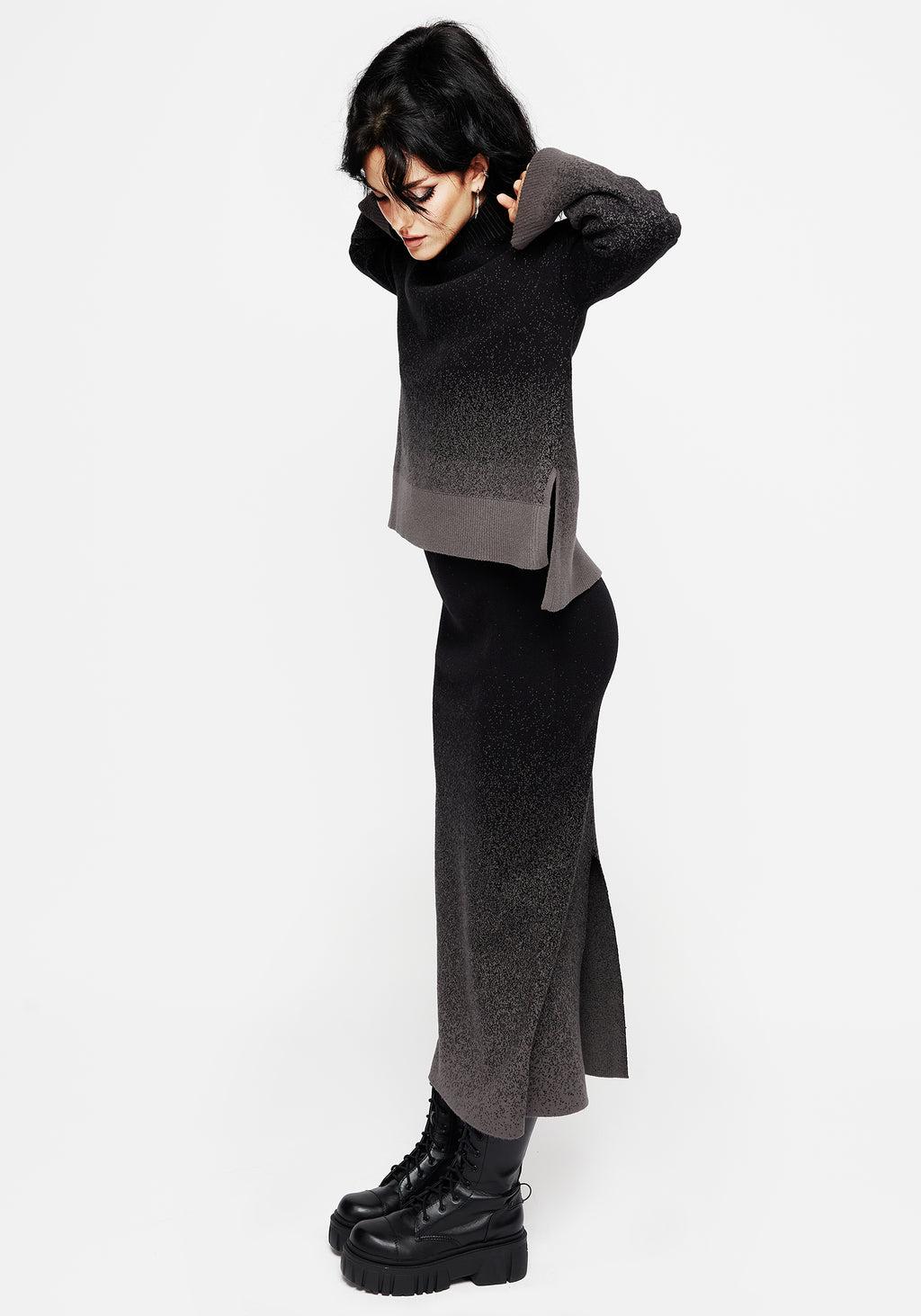 Nightjar Ombre Knit Mermaid Maxi Skirt Product Image