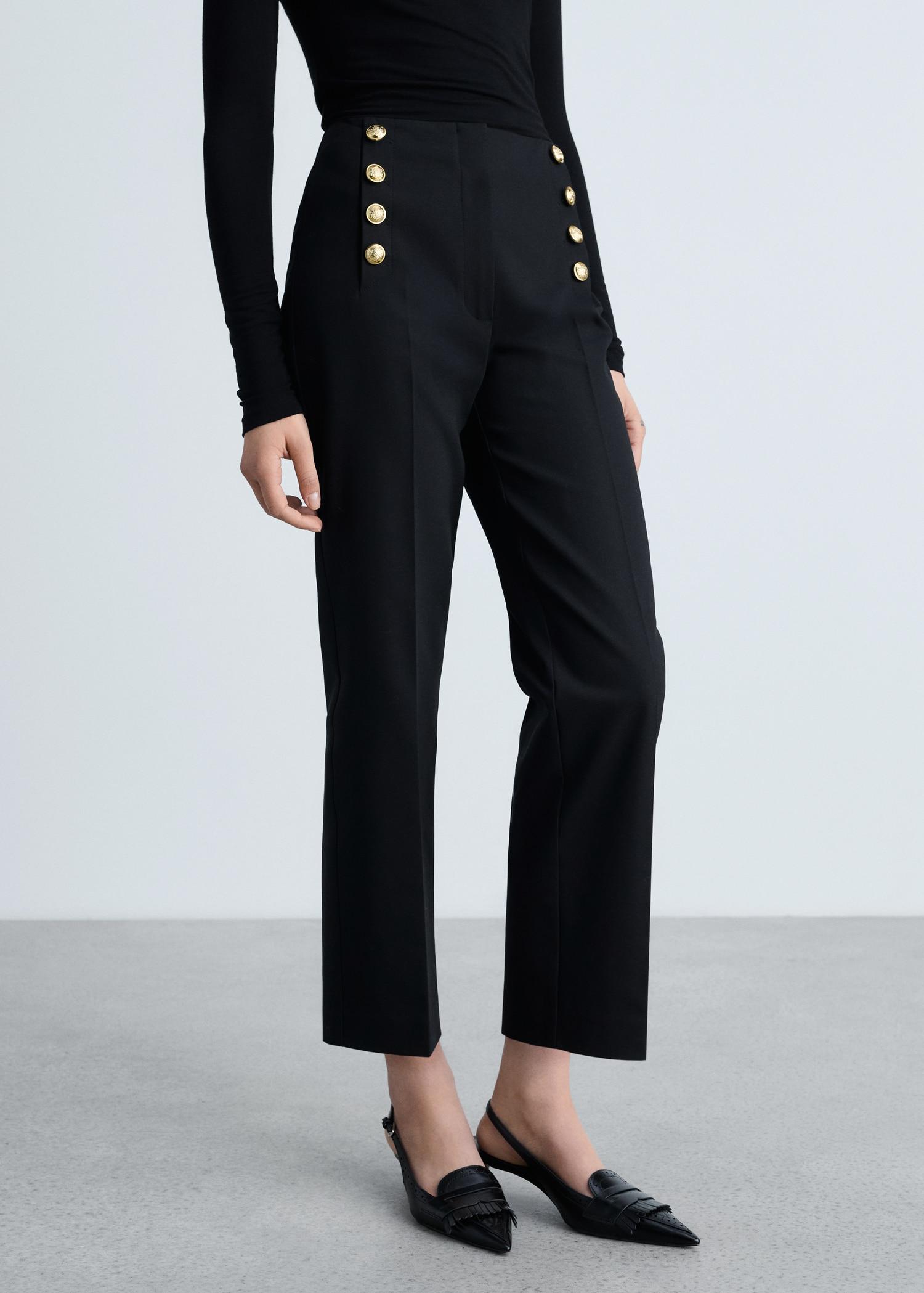 Straight pants with jewel buttons - Women | MANGO USA Product Image