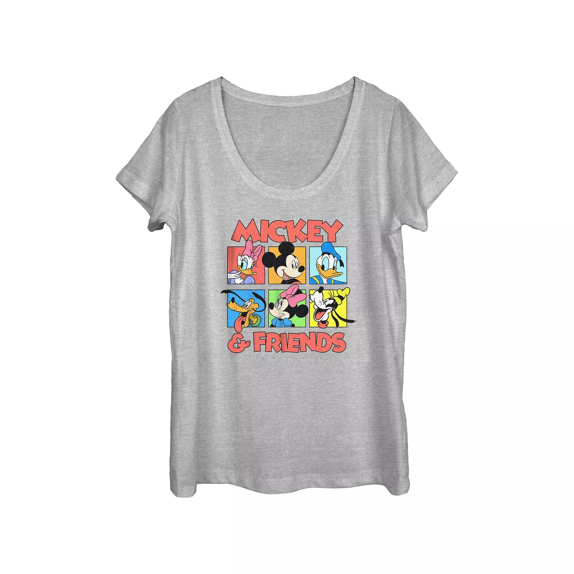 Disney's Mickey Mouse Head Shots Scoop Neck Juniors' Graphic Tee, Women's, Size: Large, Athletic Grey Product Image