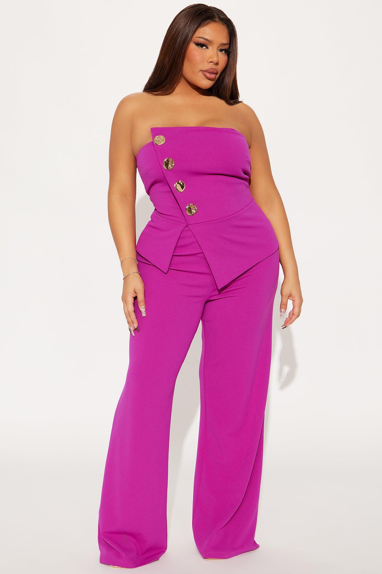 Amber Strapless Jumpsuit - Magenta Product Image