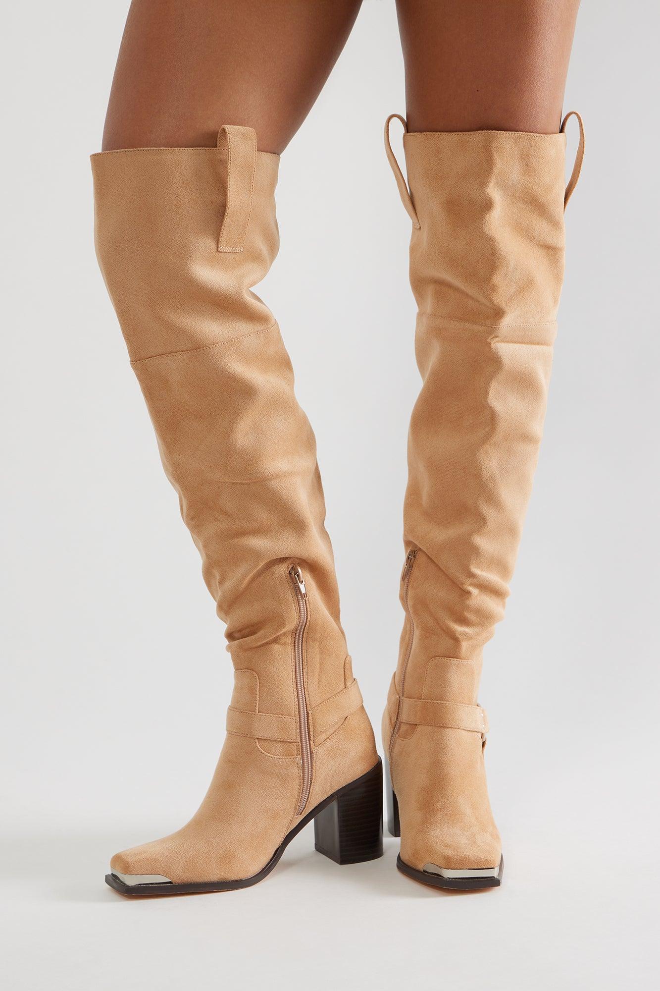 Nevada Thigh High Boots - Nude Product Image