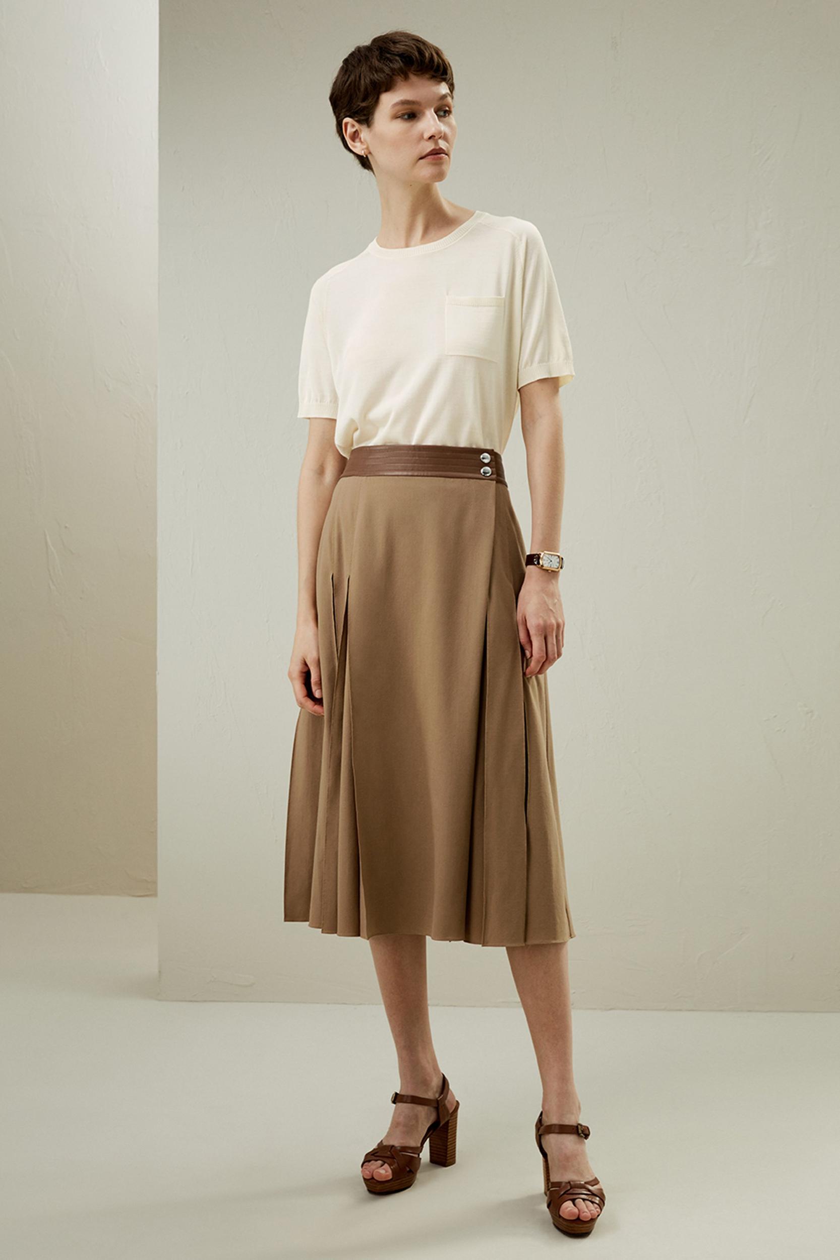 Merino Wool Wrap Midi Skirt Product Image