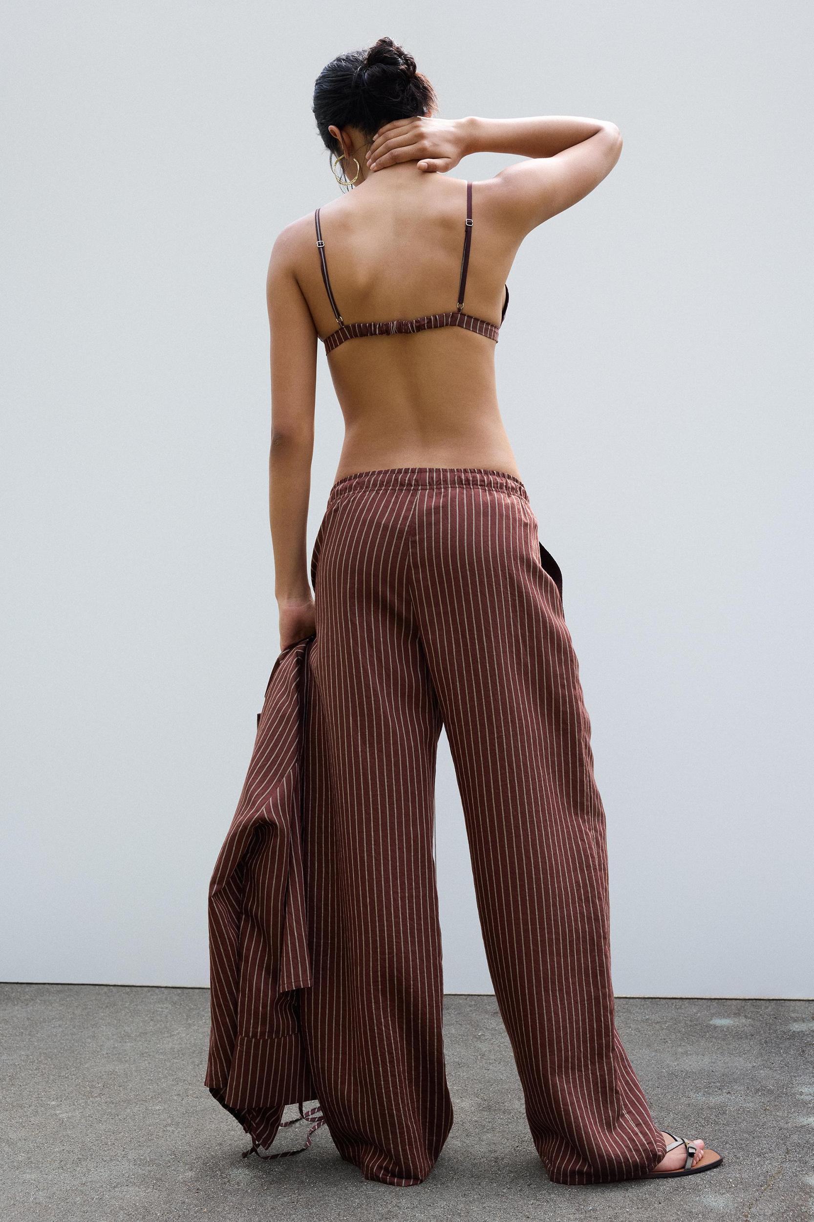 Striped pajama-style pants Product Image